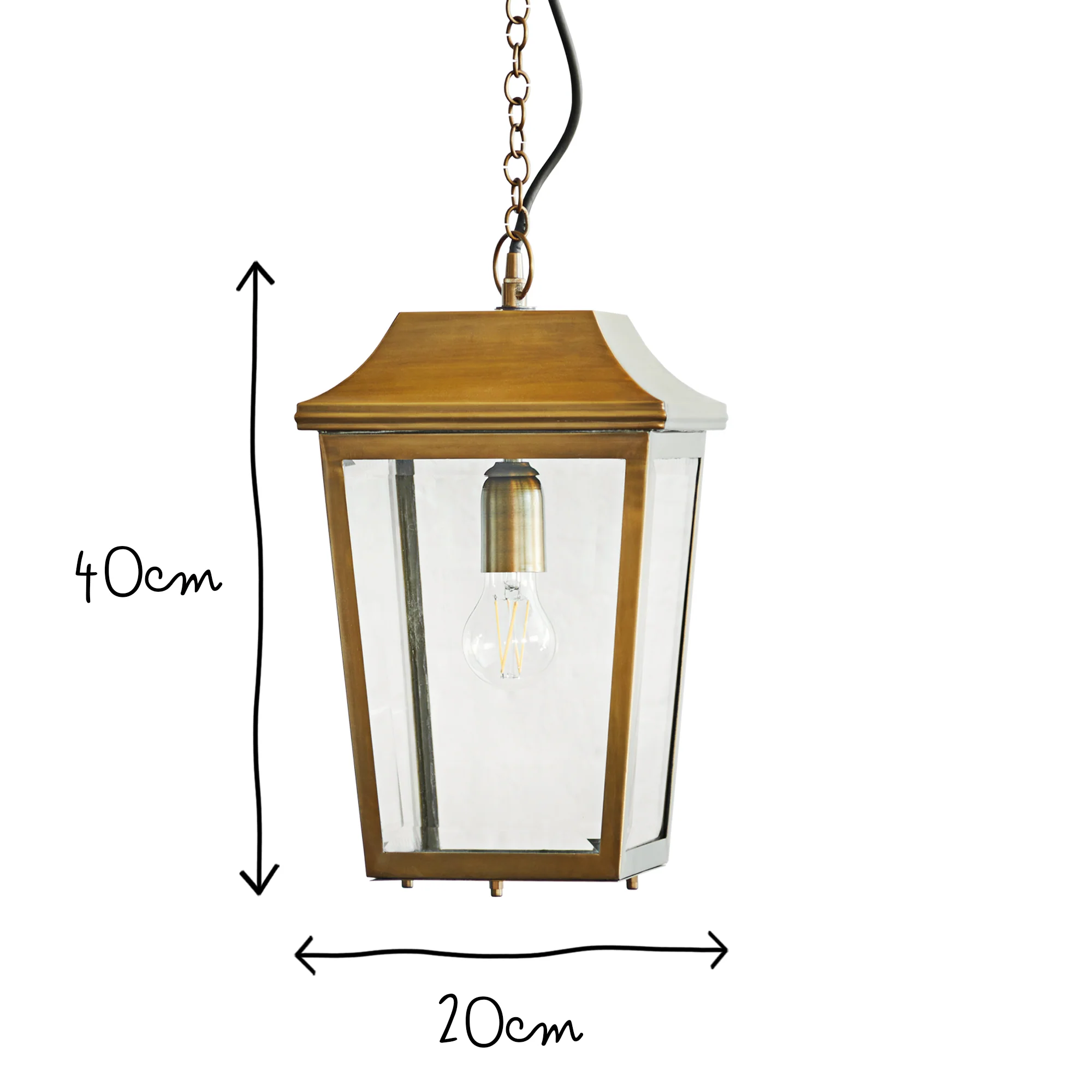 Crail IP44 exterior hanging lantern in antique brass - Image 12