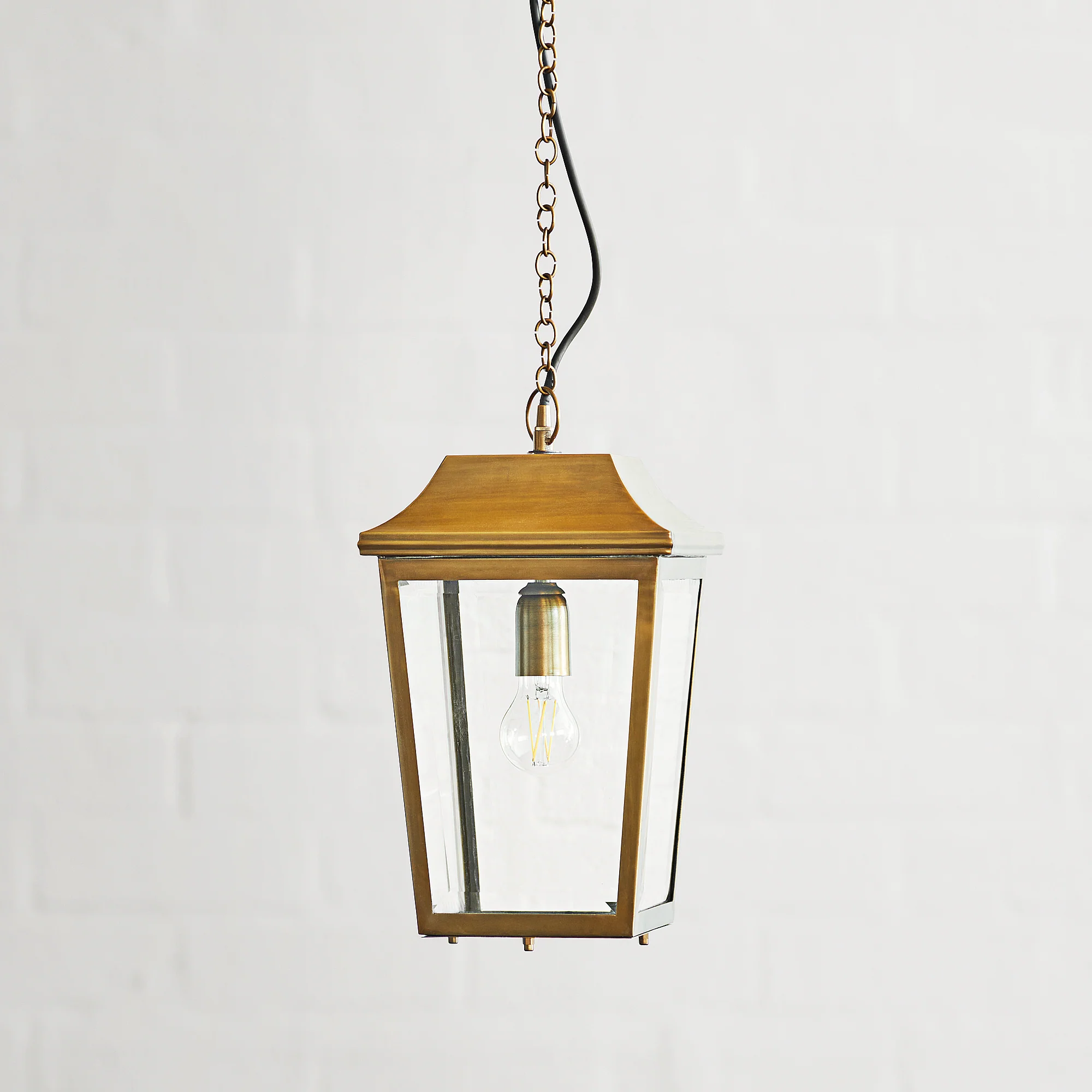 Crail IP44 exterior hanging lantern in antique brass - Image 3