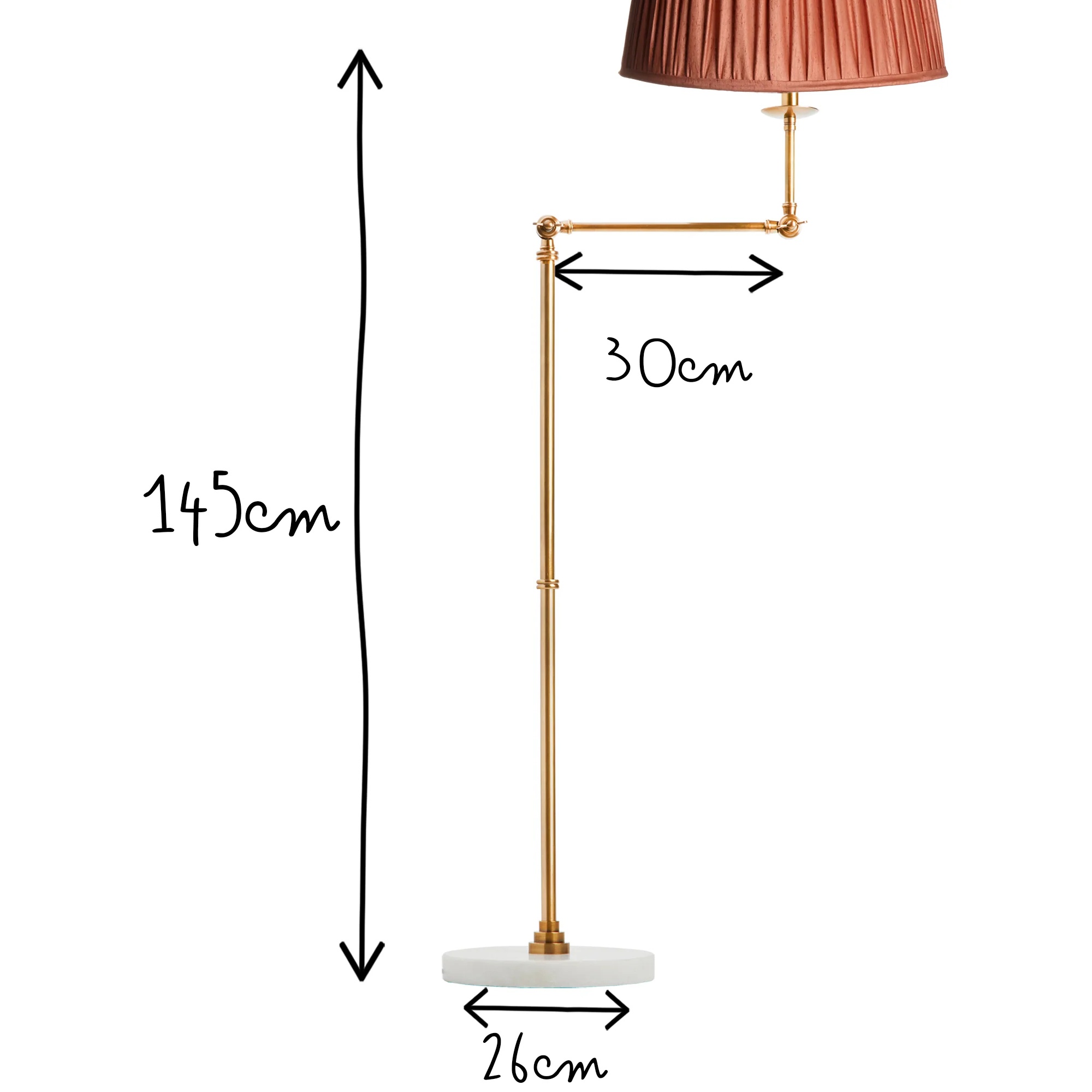 Cranling articulated standing lamp in brass with a white marble base - Image 9