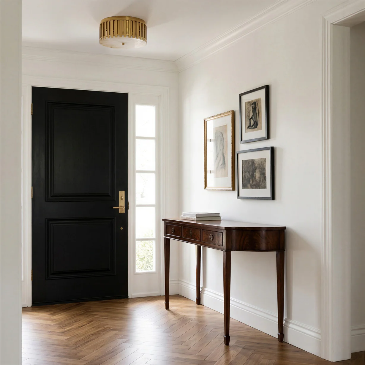 Crenel Flush ceiling light in Alabaster and Brass - Image 3