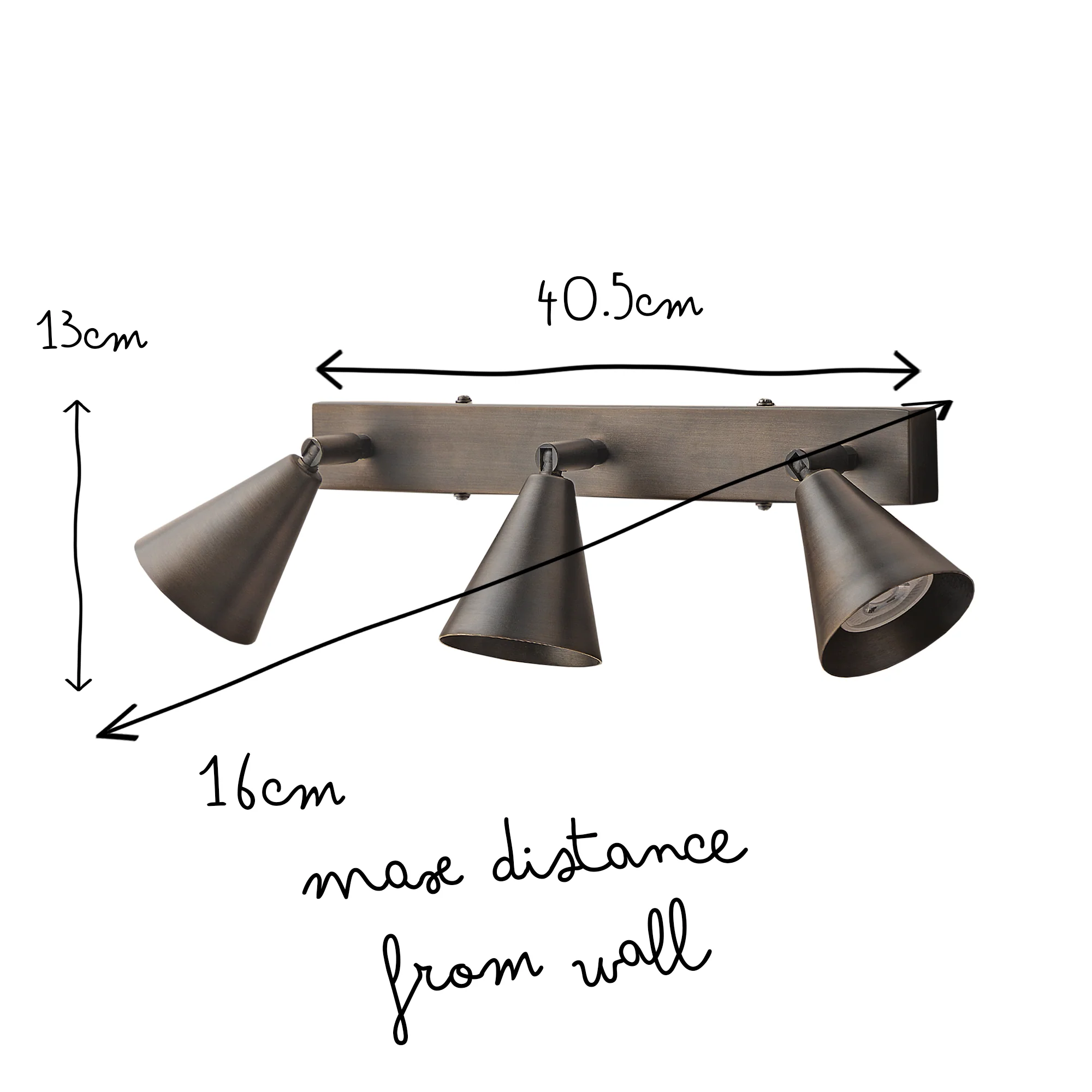 Crick triple spotlight in bronze - Image 13