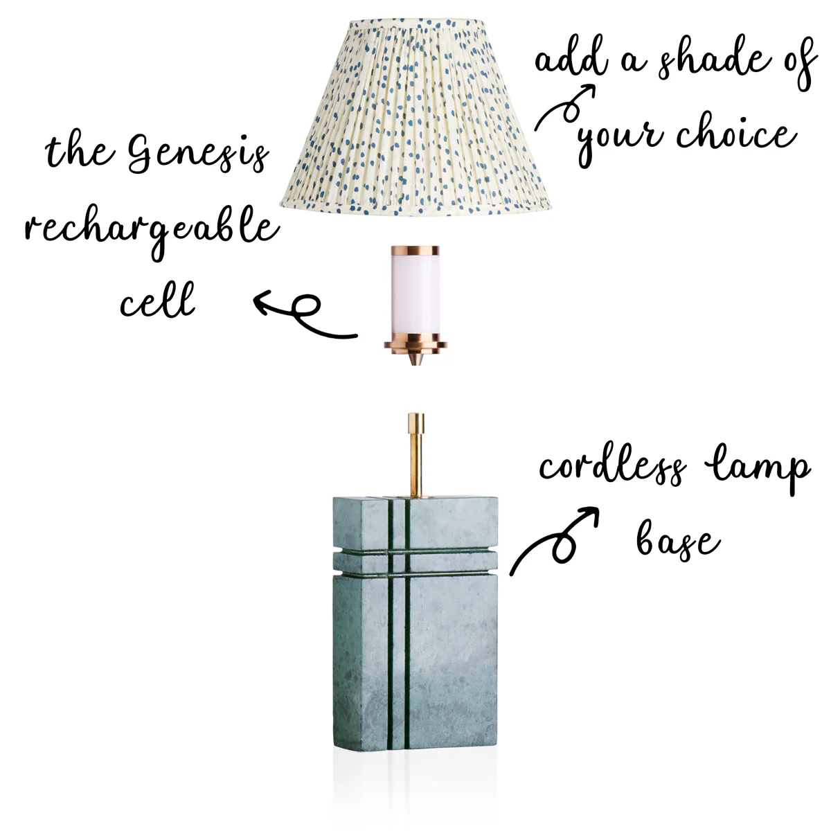 Criss Cross rechargeable table lamp in green marble - Image 5