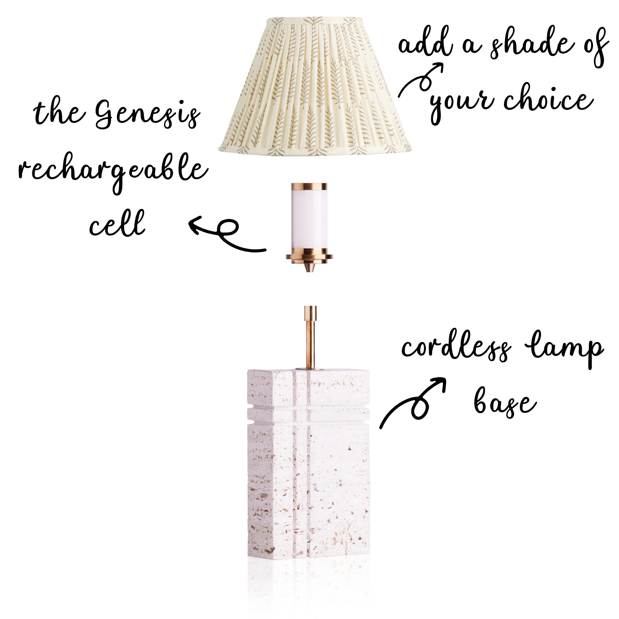 Criss Cross rechargeable table lamp in natural marble - Image 2
