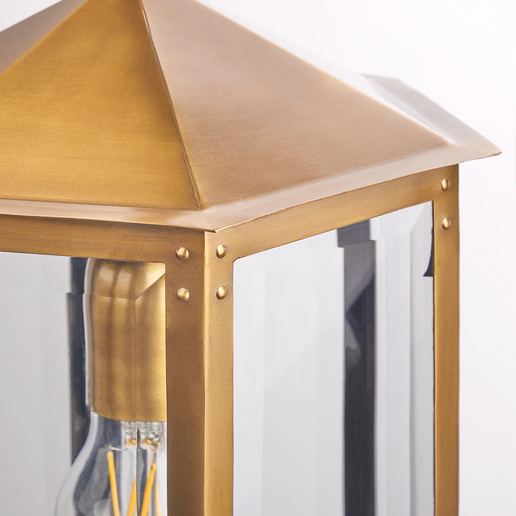 Cromer IP44 exterior hanging lantern in antique brass - Image 3