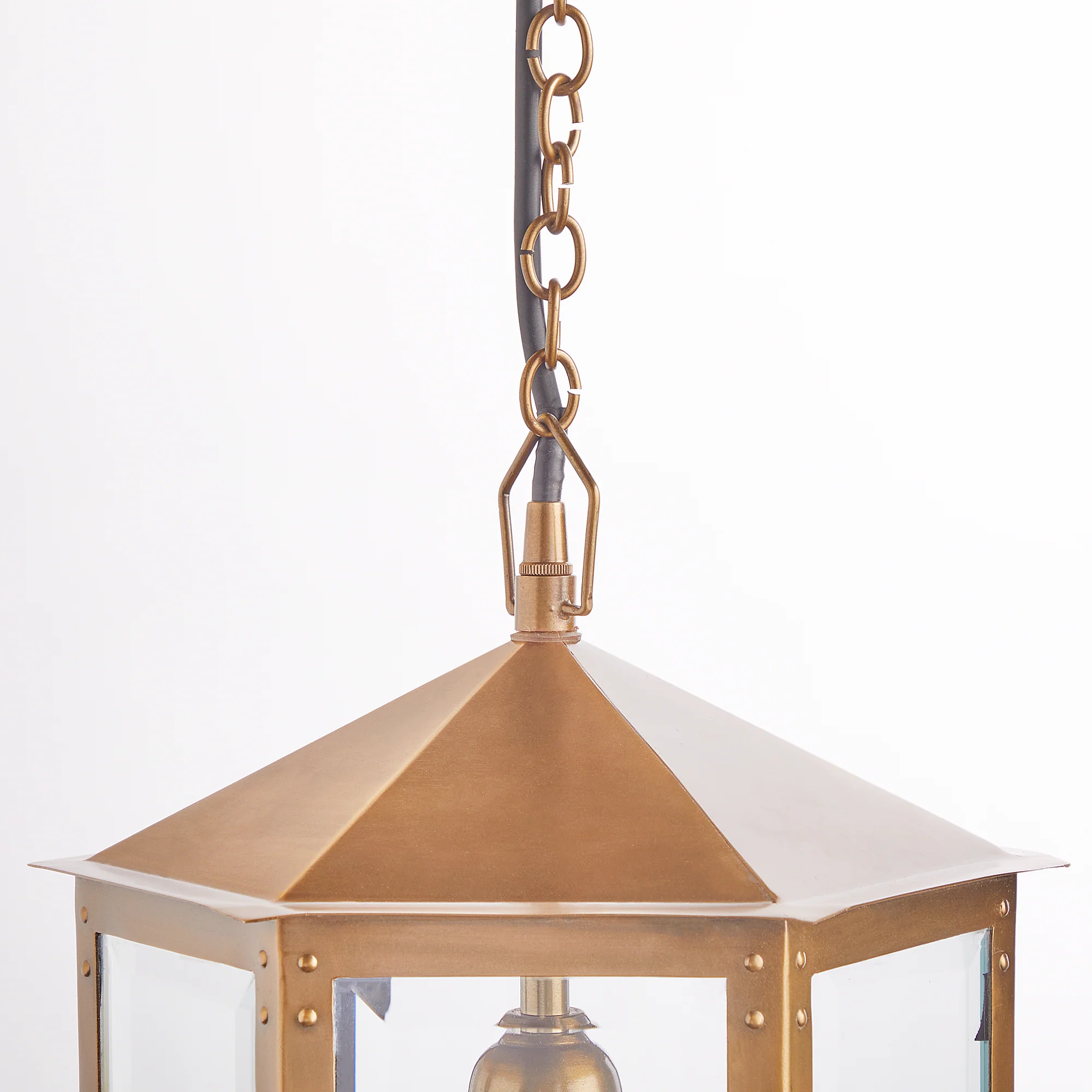 Cromer IP44 exterior hanging lantern in antique brass - Image 7