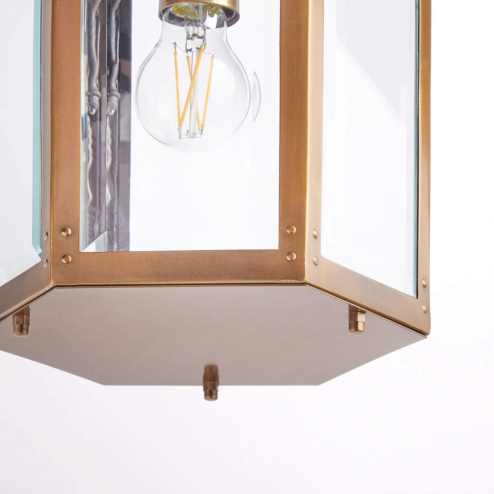 Cromer IP44 exterior hanging lantern in antique brass - Image 8