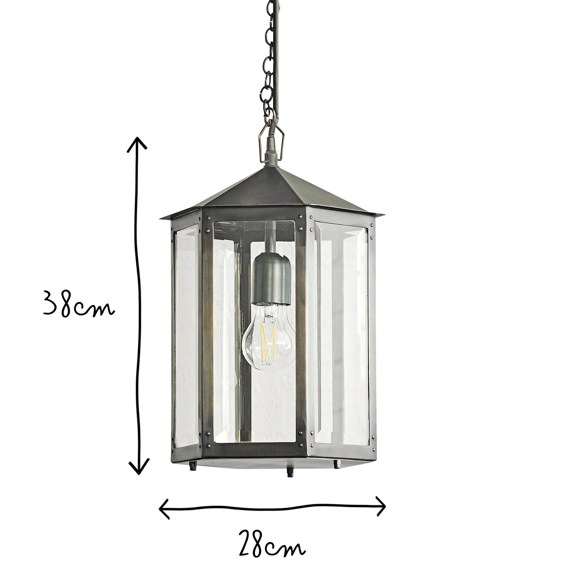 Cromer IP44 exterior hanging lantern in bronze - Image 10