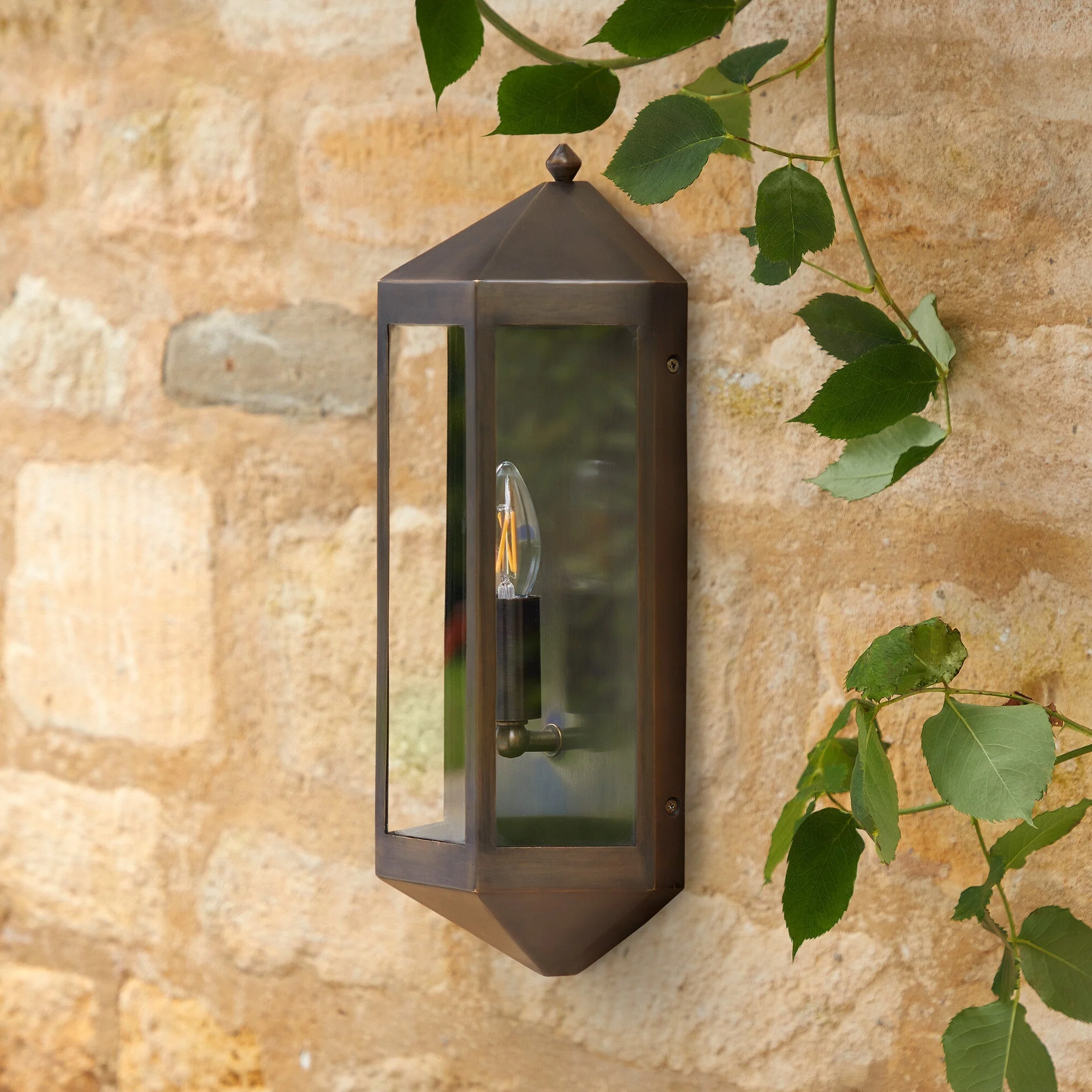 Cromer IP44 exterior wall light in antique bronze