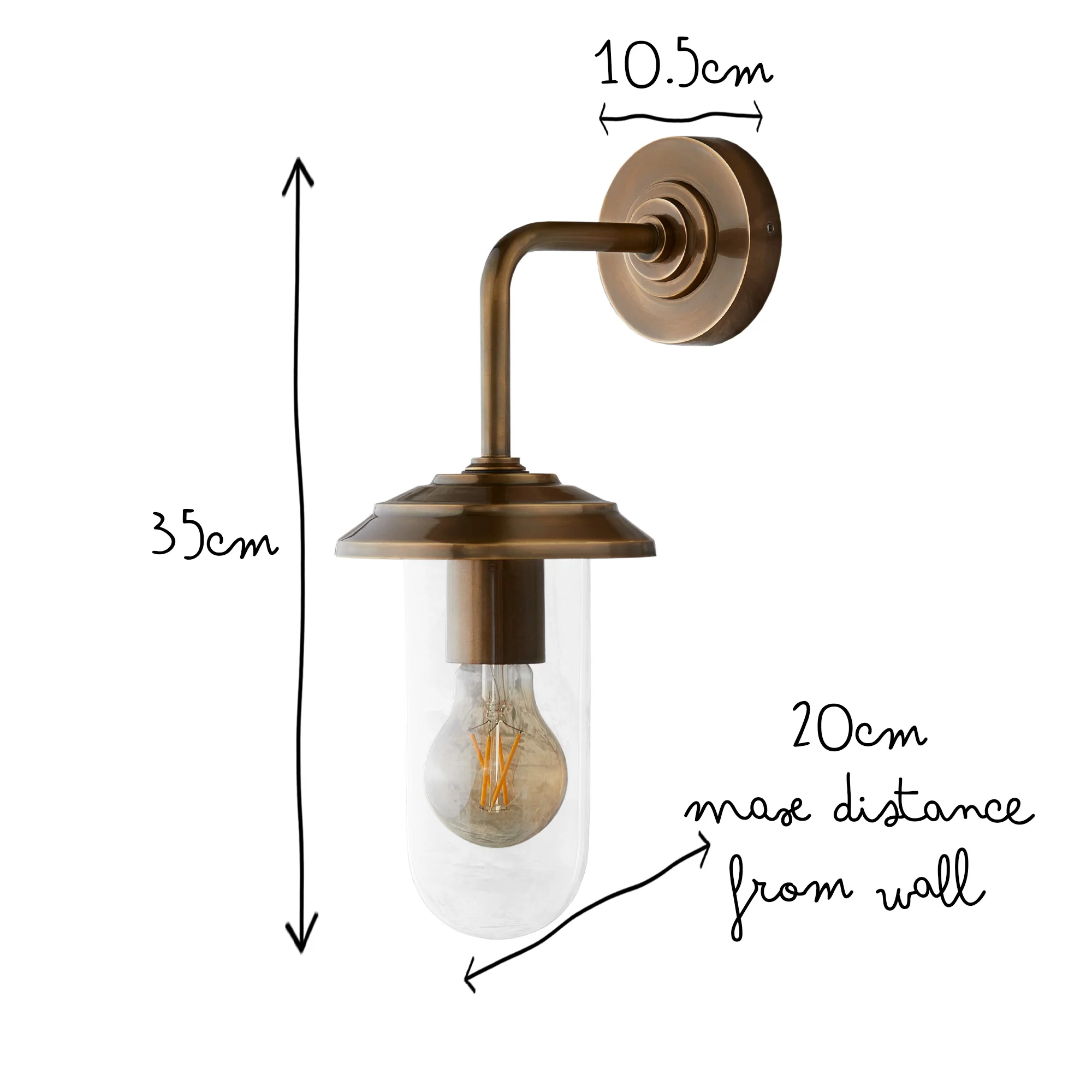 Curlew IP44 wall light in antique brass - Image 14