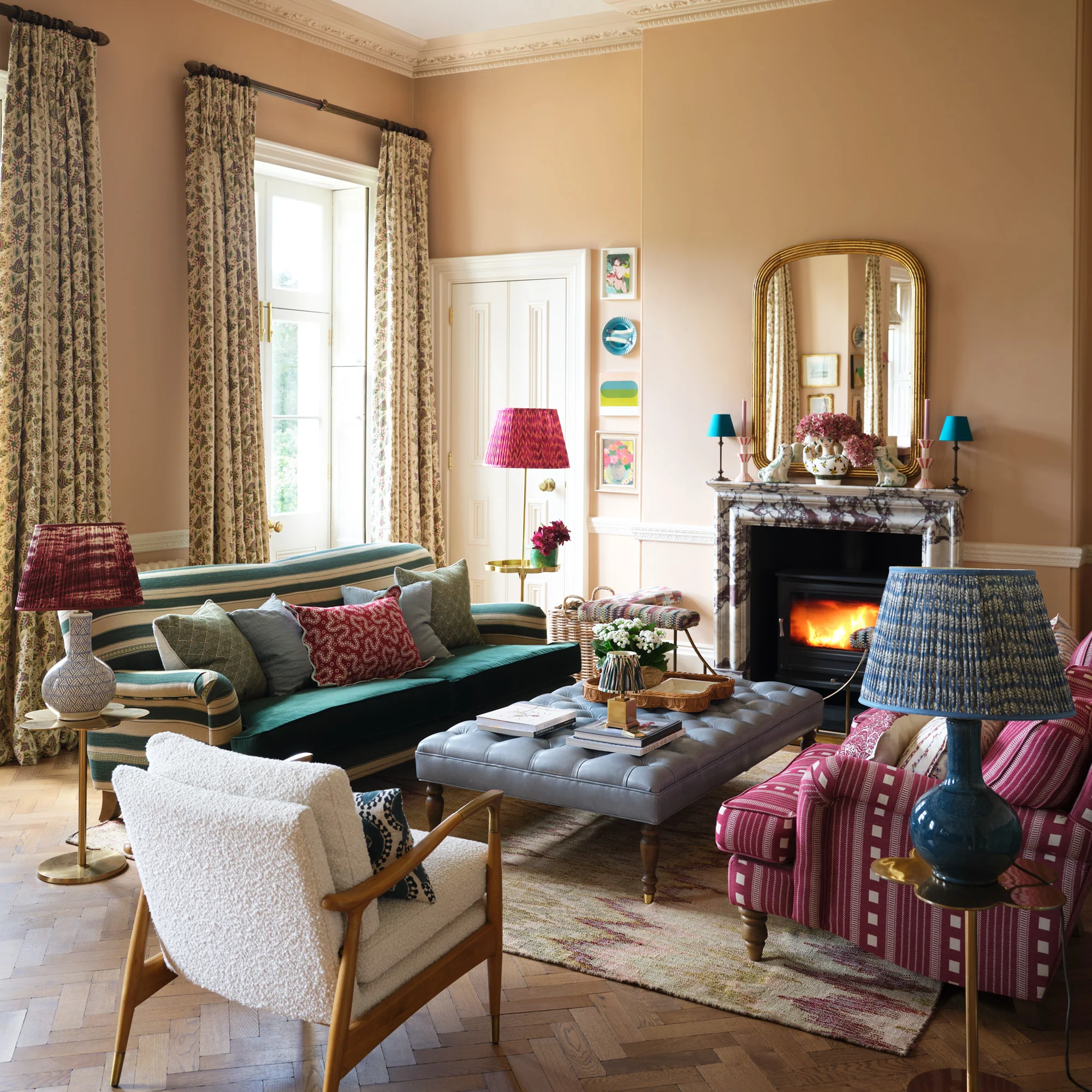 Darcy standing lamp with brass tray - Image 5