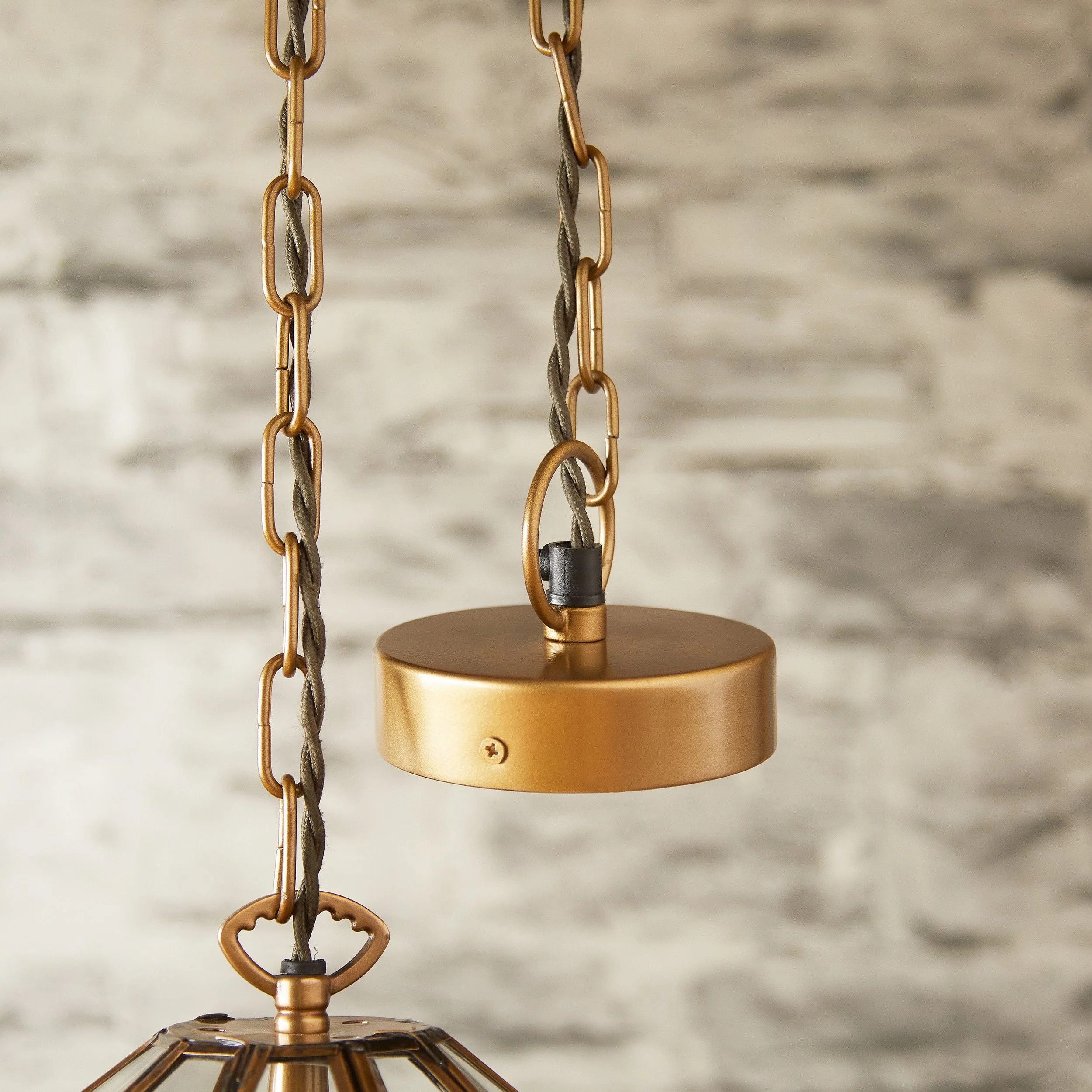 Dibble diamond shaped pendant in brass and glass - Image 3