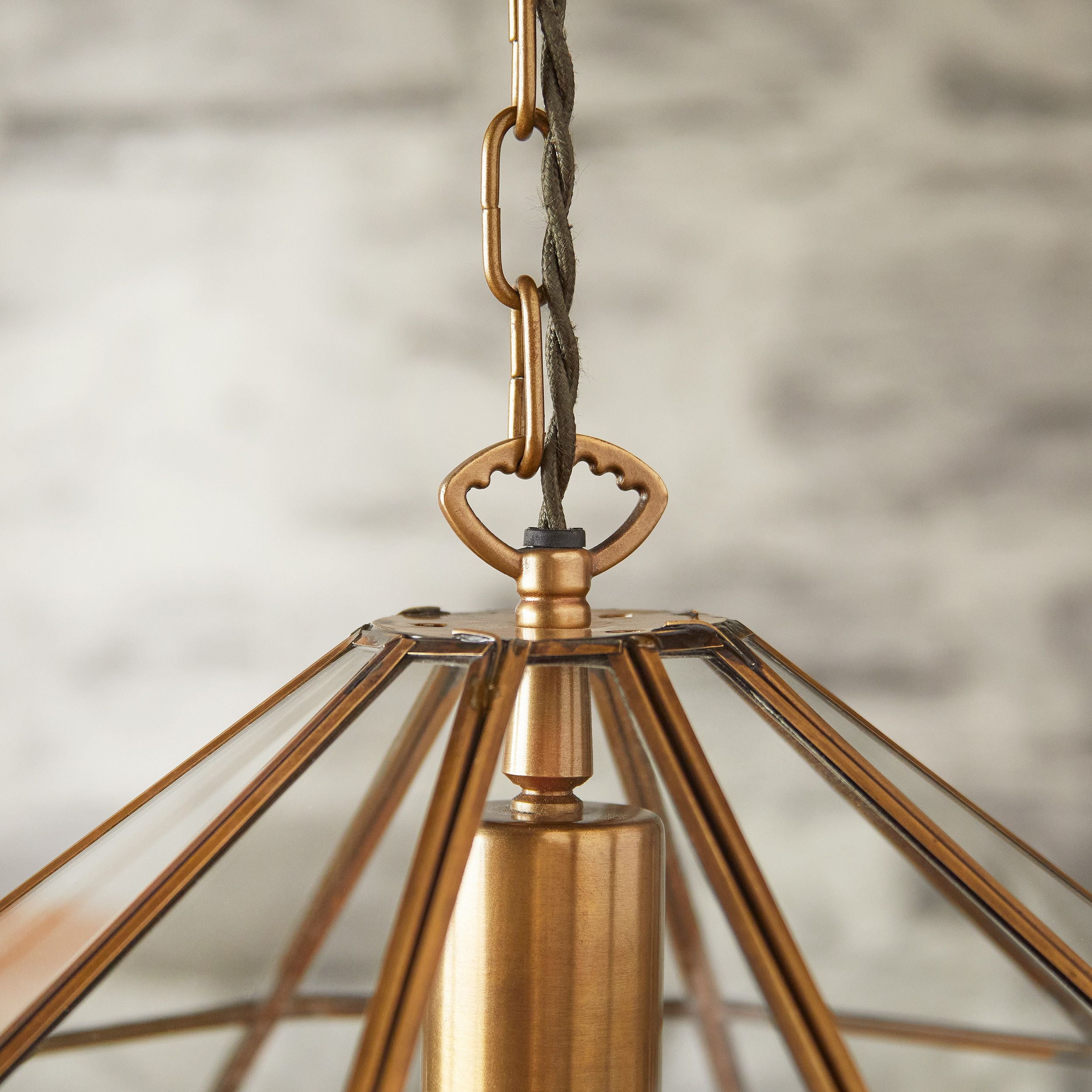 Dibble diamond shaped pendant in brass and glass - Image 5