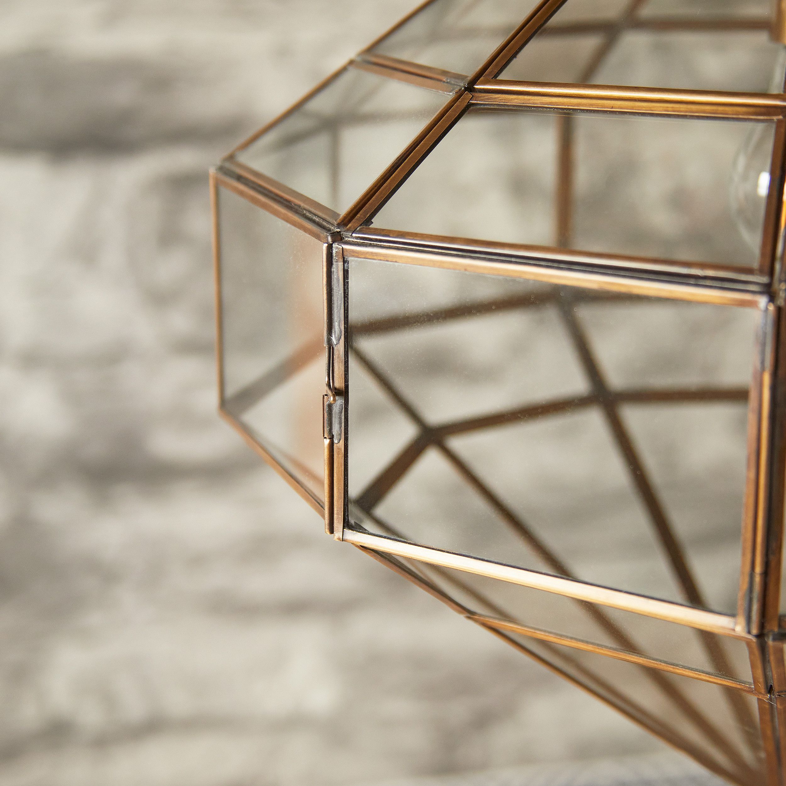 Dibble diamond shaped pendant in brass and glass - Image 7