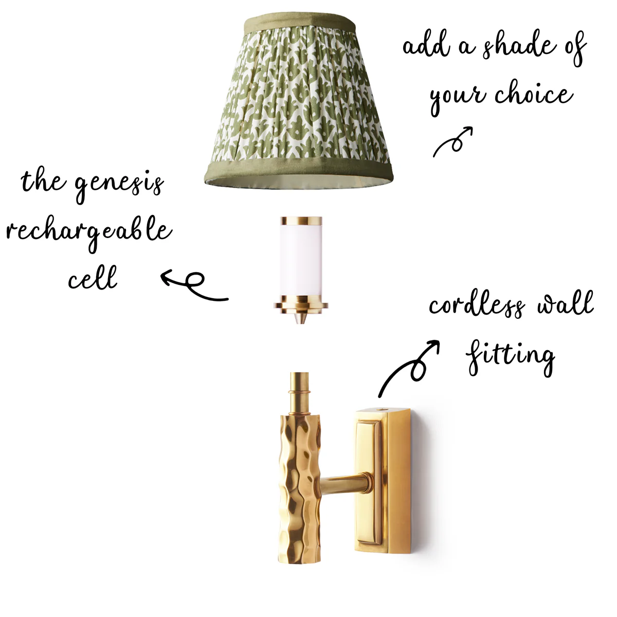Dimple Rechargeable Wall Fitting in Brass - Image 5
