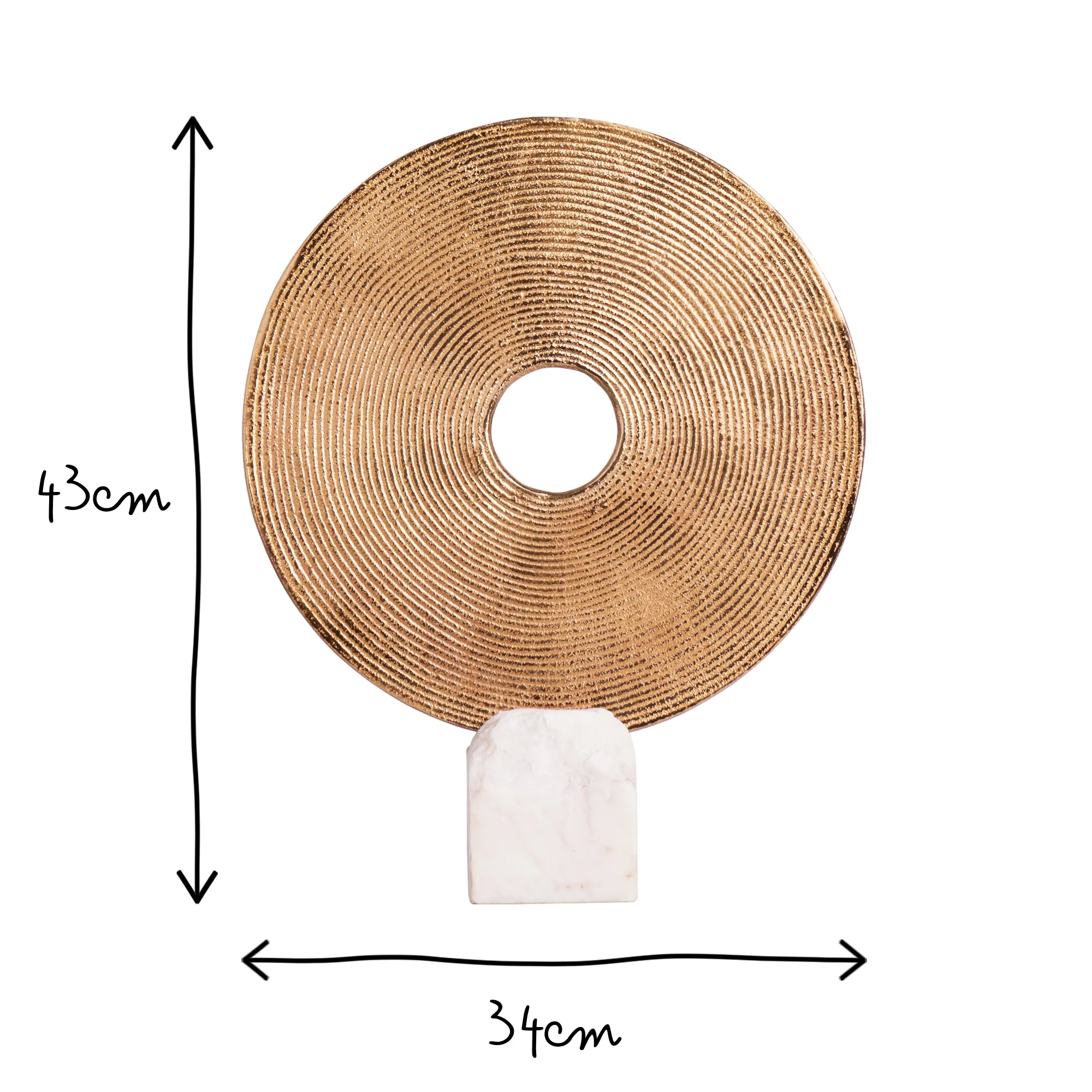Discus sculptural table lamp in gold and white marble - Image 10