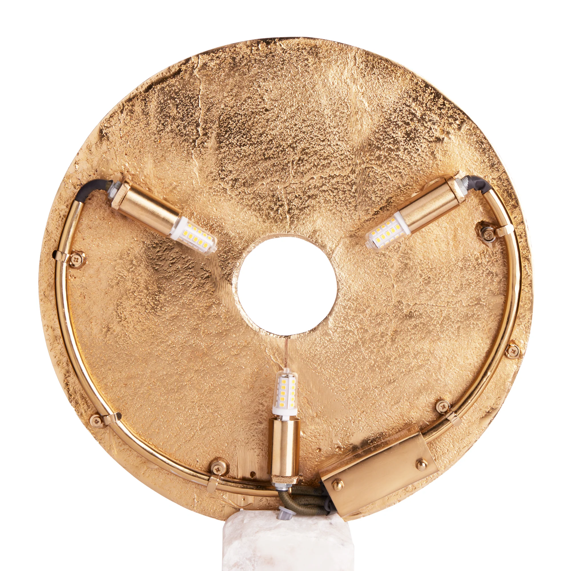 Discus sculptural table lamp in gold and white marble - Image 9