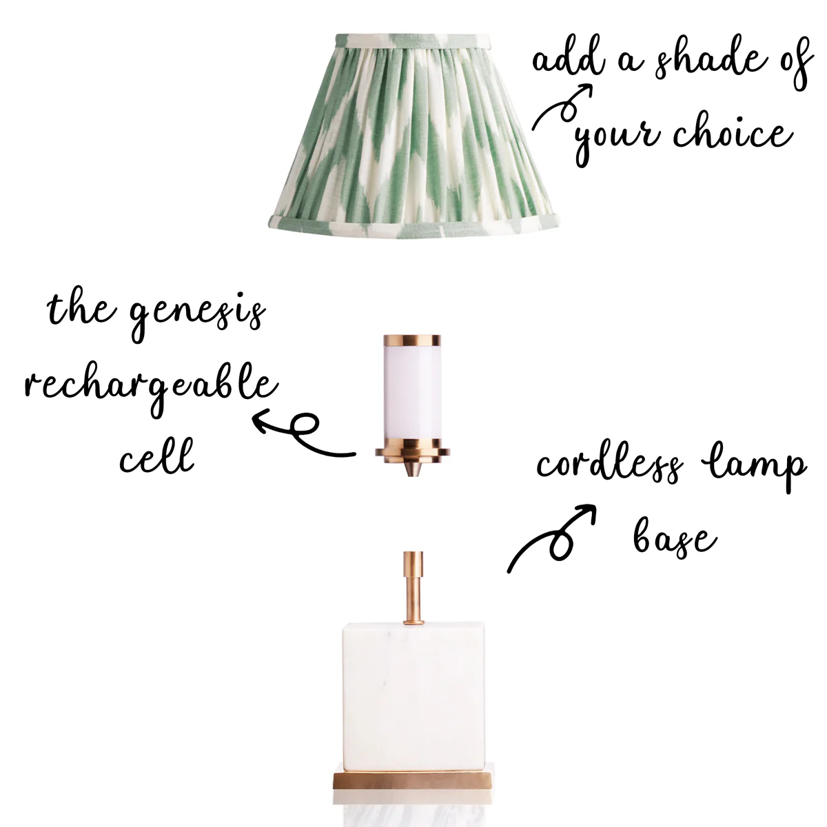 Doorstop rechargeable table lamp in white marble - Image 2