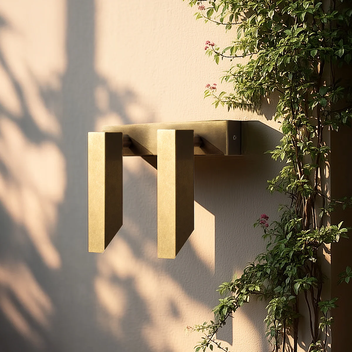 double Andor IP54 adjustable wall light in brass