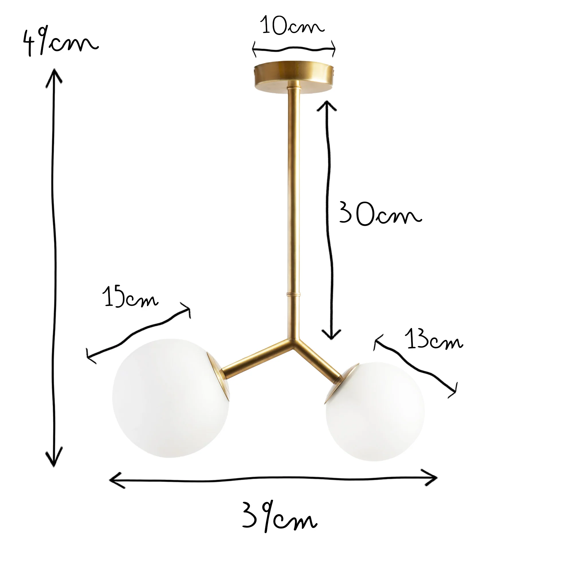 Double Bubble pendant in frosted glass and brass - Image 8
