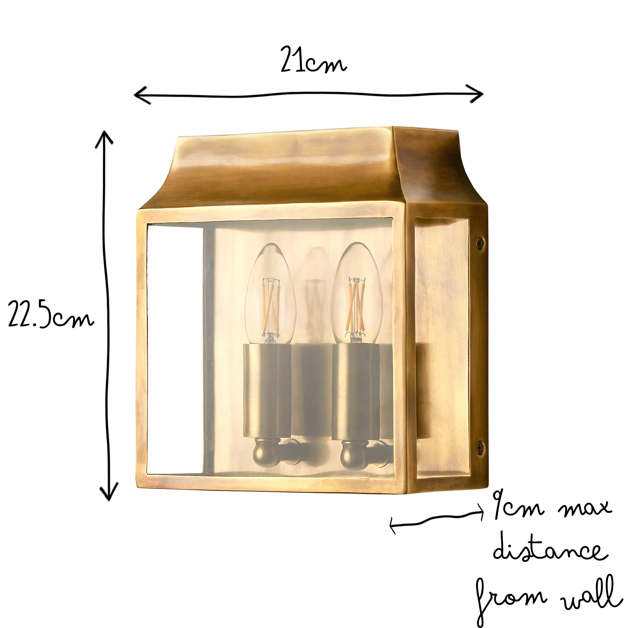 Double Crail IP44 exterior wall light in antique brass - Image 9