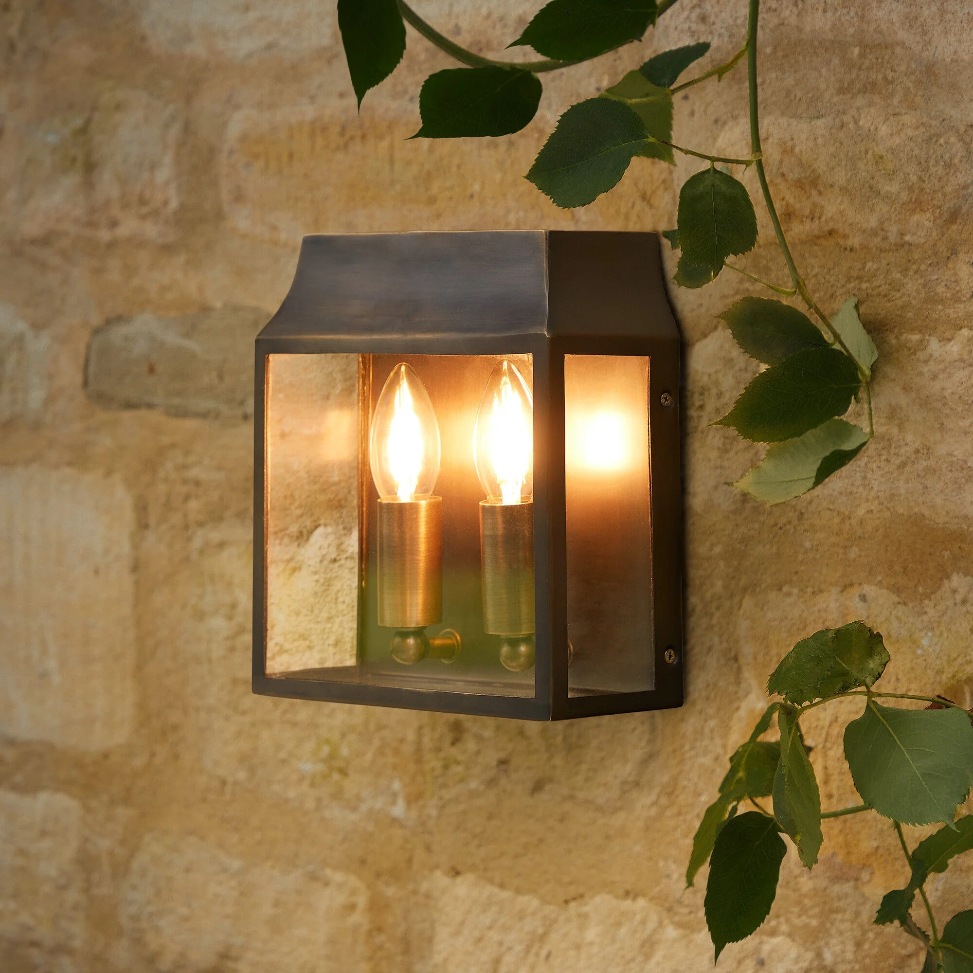 Double Crail IP44 exterior wall light in bronze - Image 3