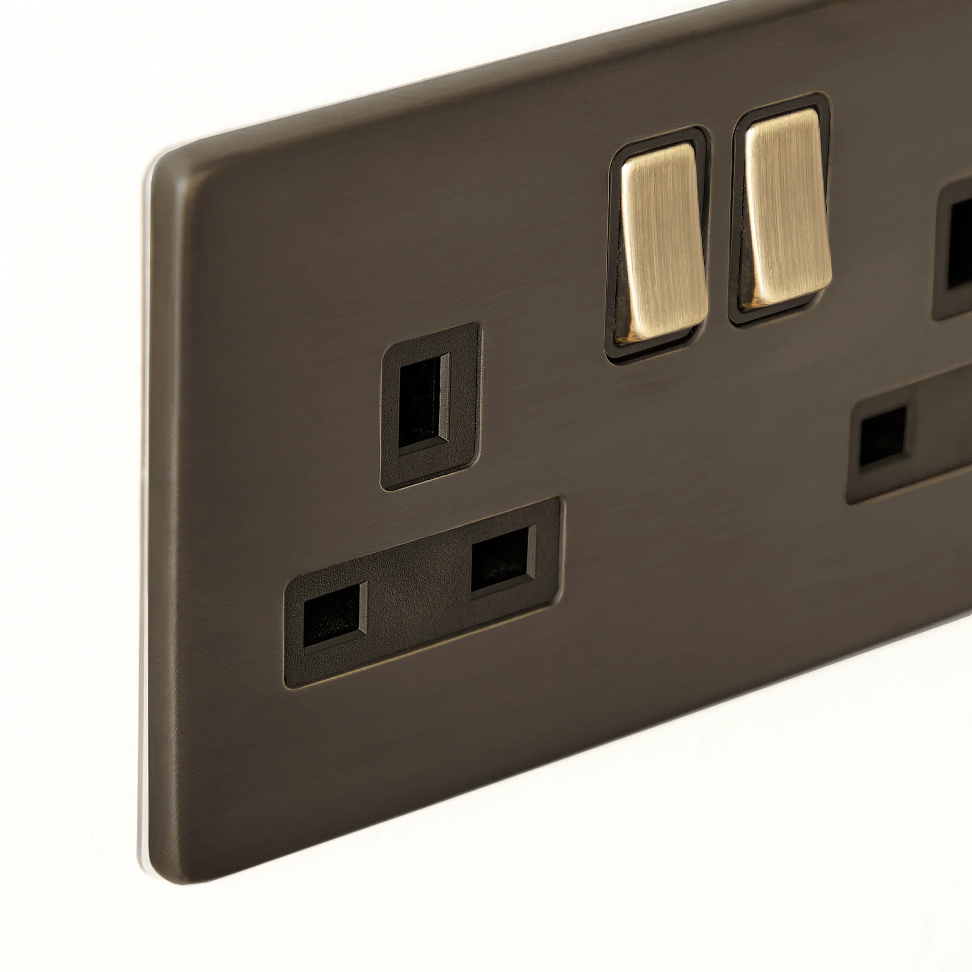 Double Florence plug socket in bronze - Image 5