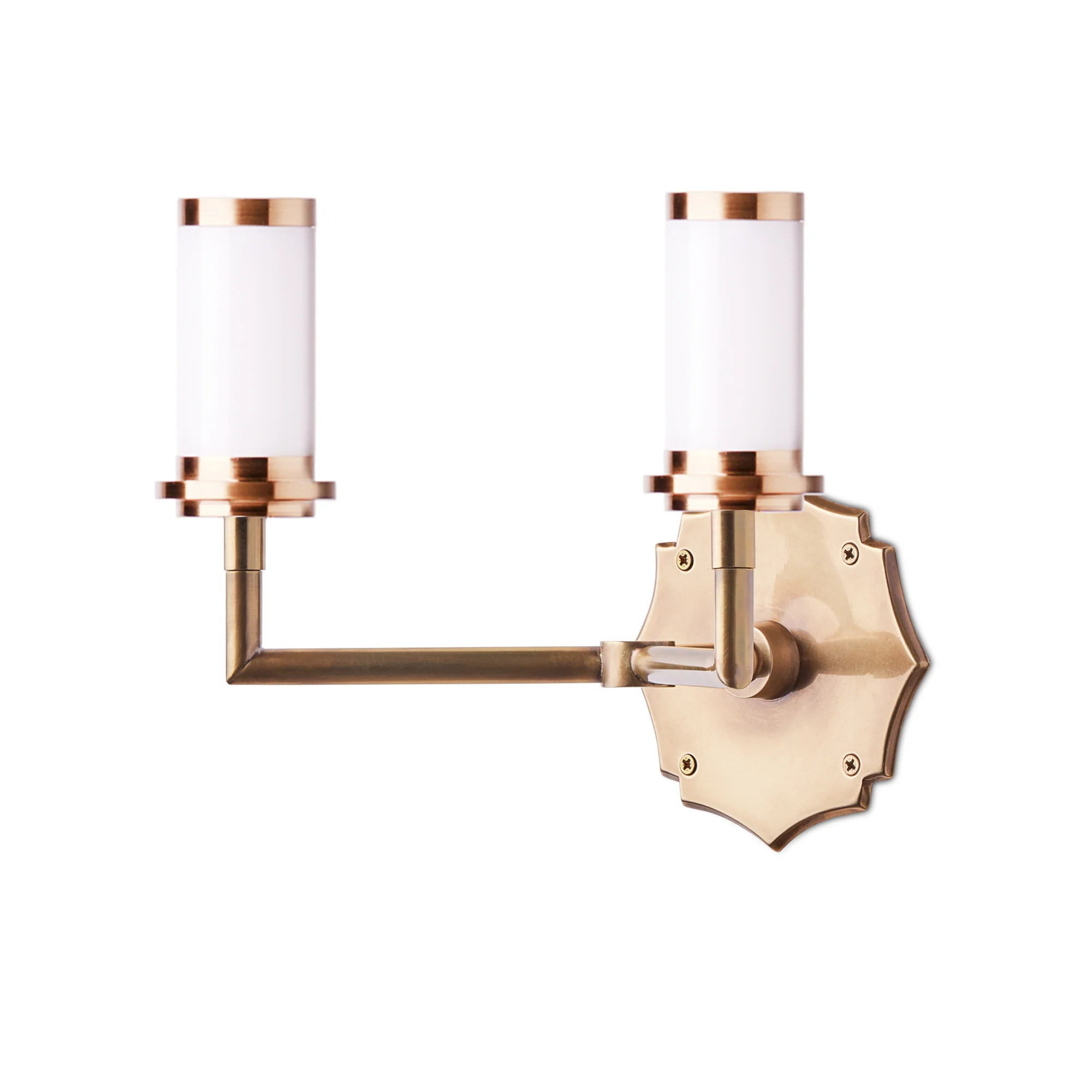 Double Insignia rechargeable wall fitting in antique brass