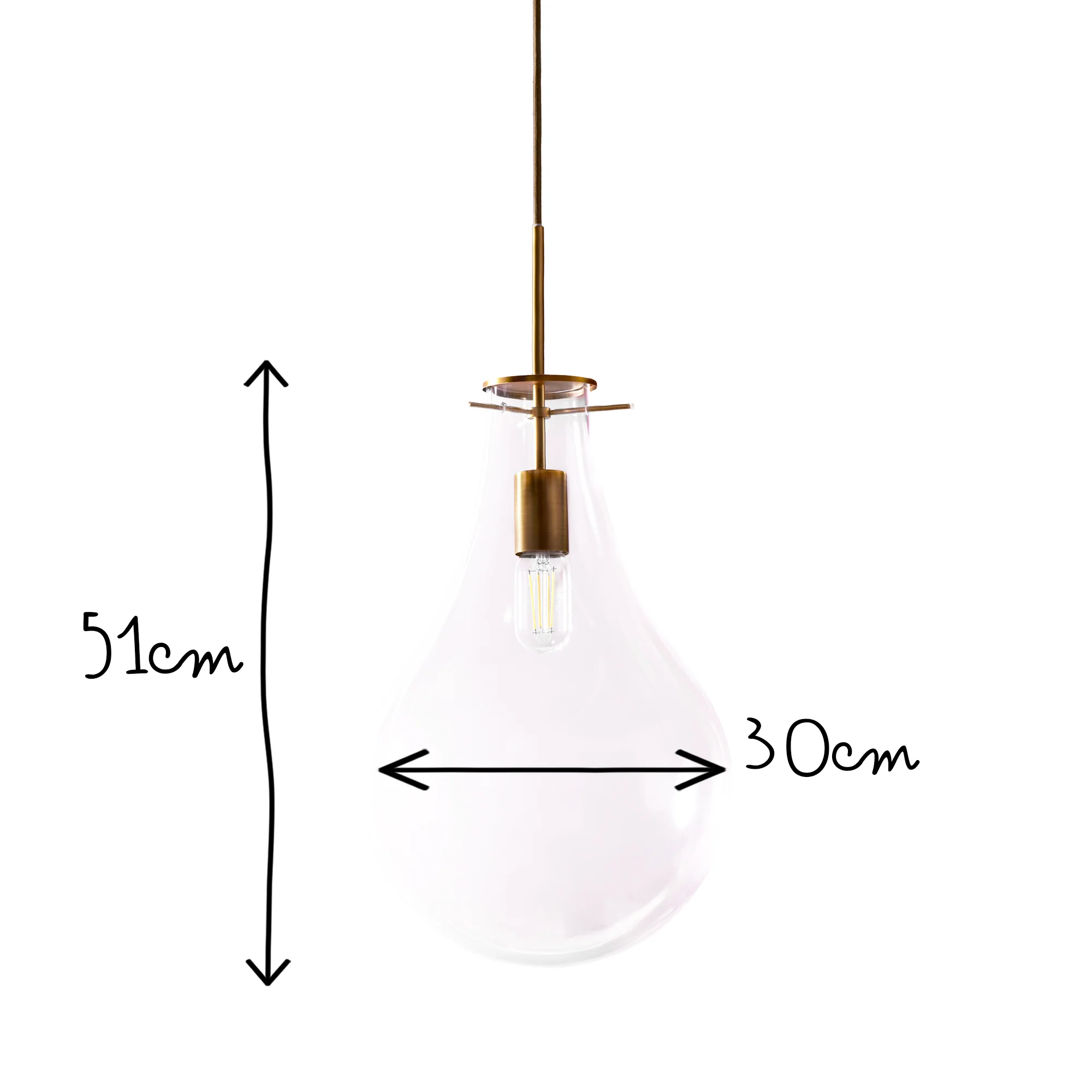 Droplet pendant in brass and glass - Image 8