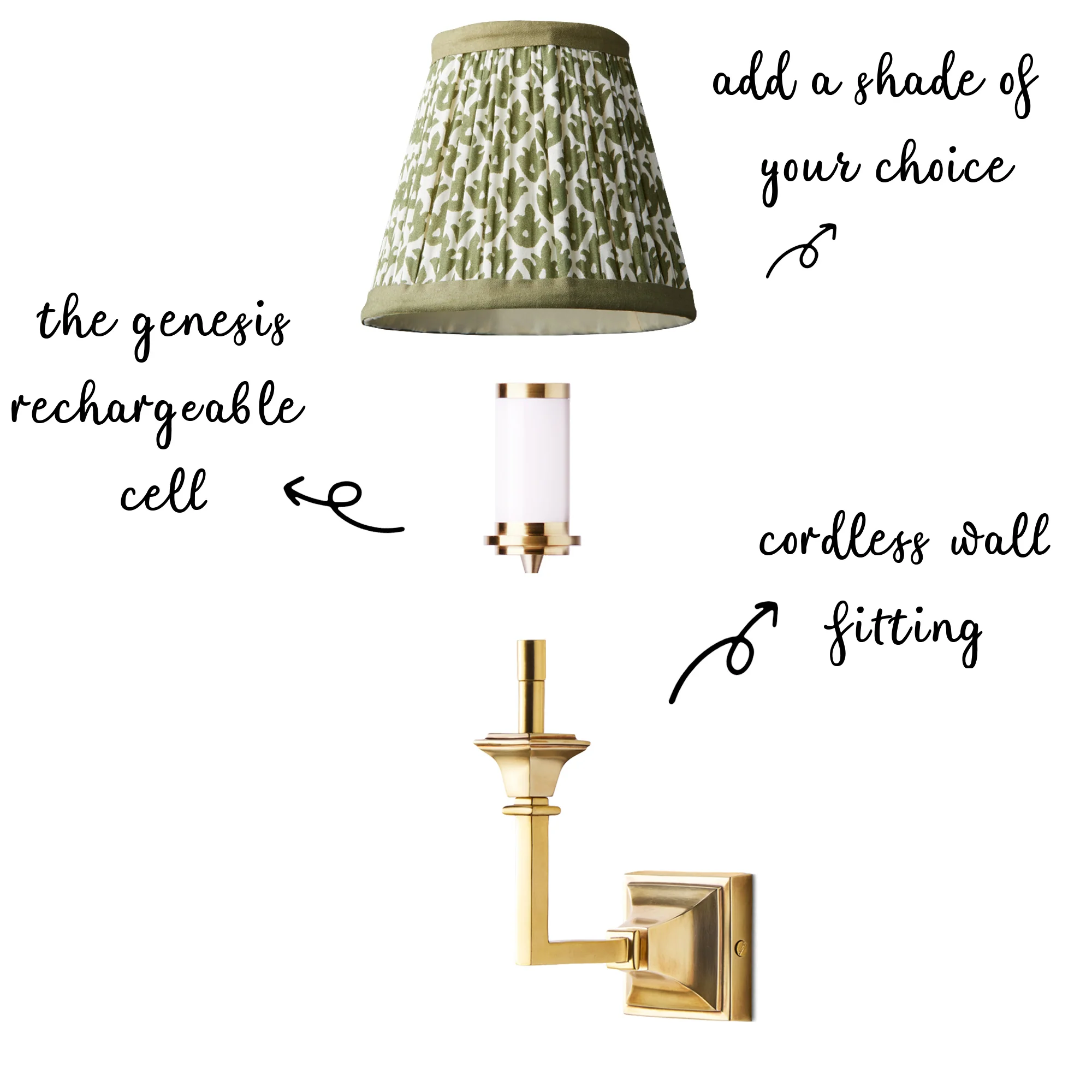 Edmund rechargeable wall fitting in brass - Image 2