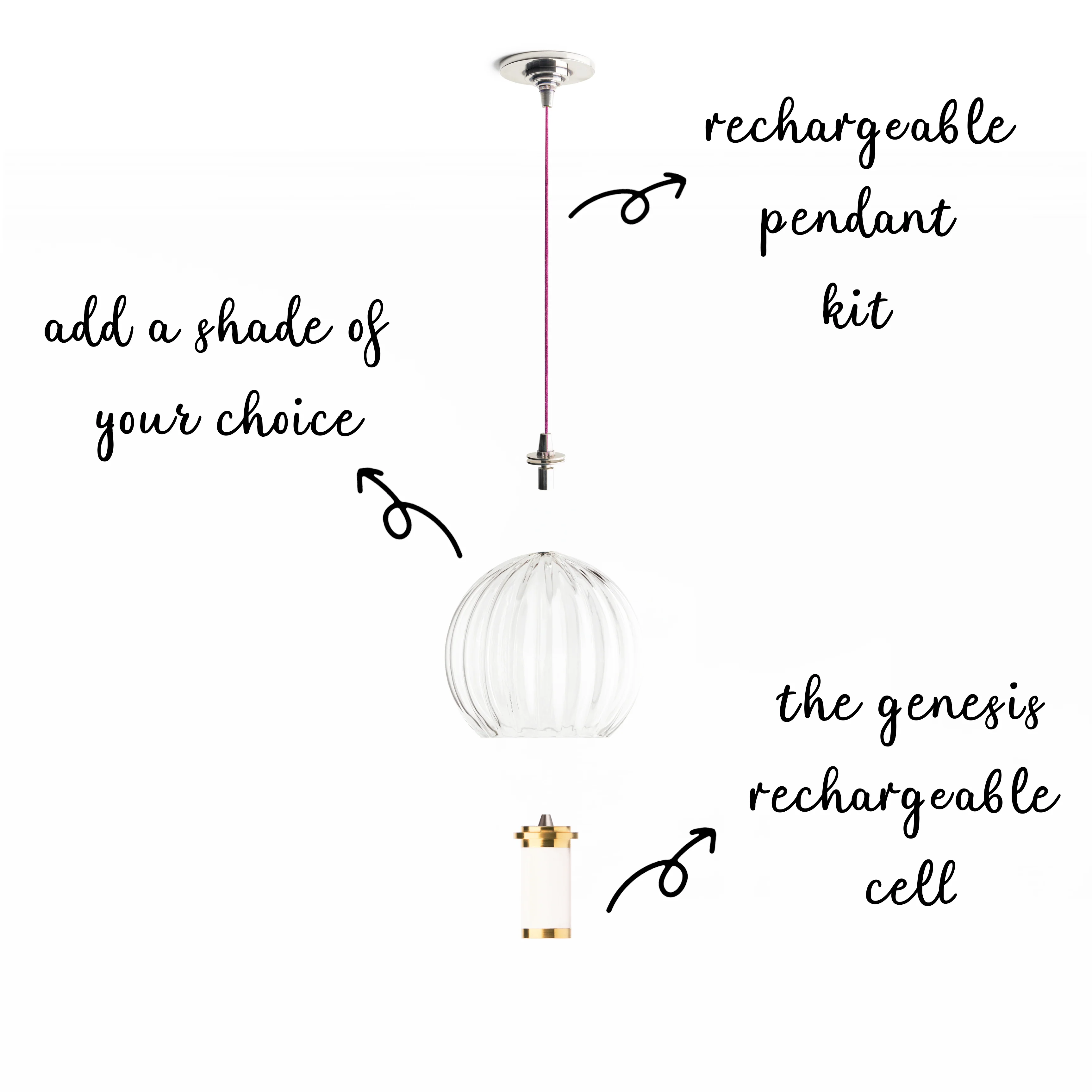 Elbow rechargeable pendant kit in antique silver - Image 4