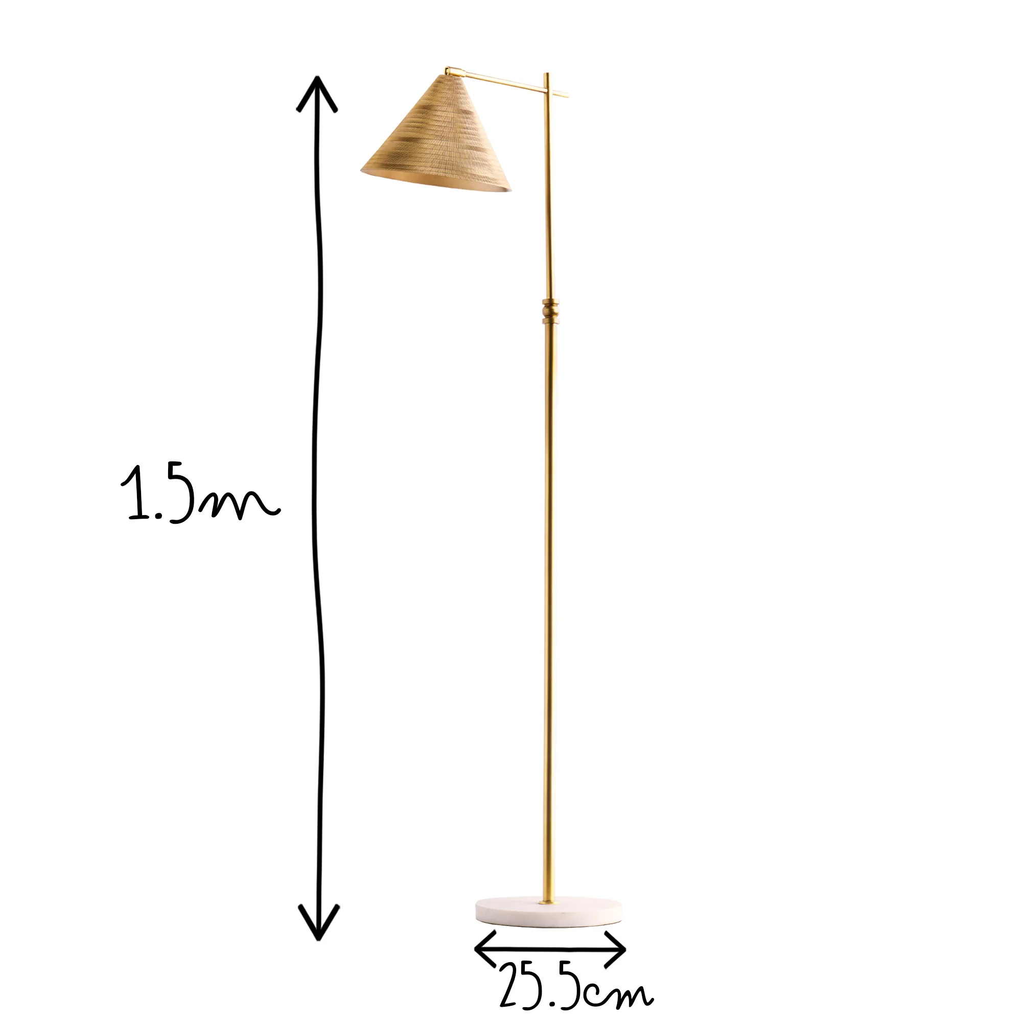 Elijah Standing Lamp in brass finish with white marble - Image 9