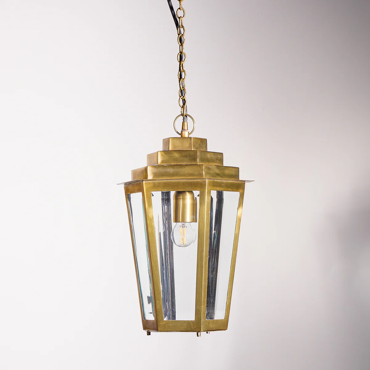 Elwyn IP44 lantern in antique brass