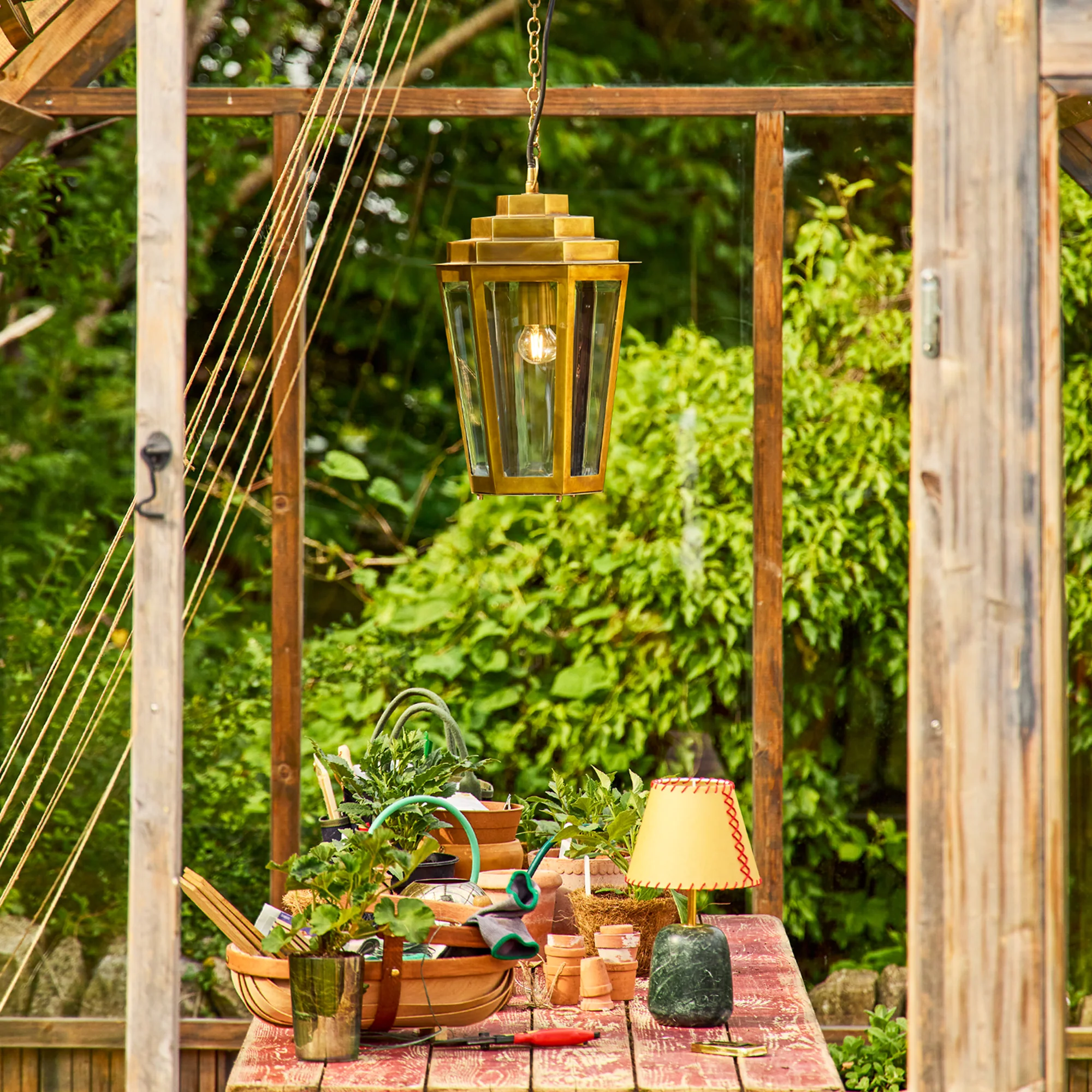 Elwyn IP44 lantern in antique brass - Image 3