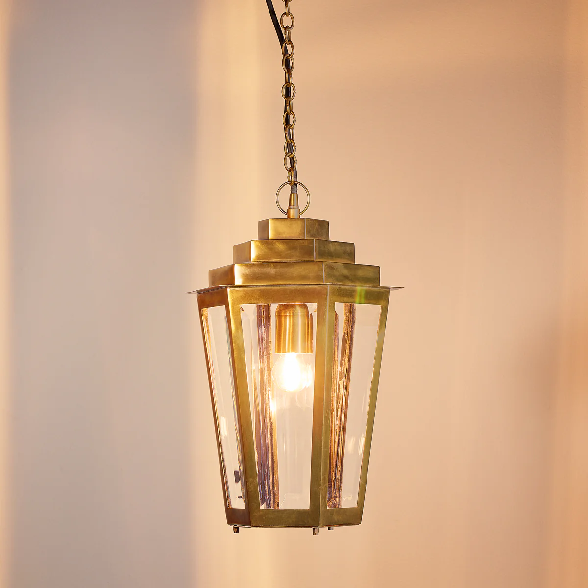 Elwyn IP44 lantern in antique brass - Image 5
