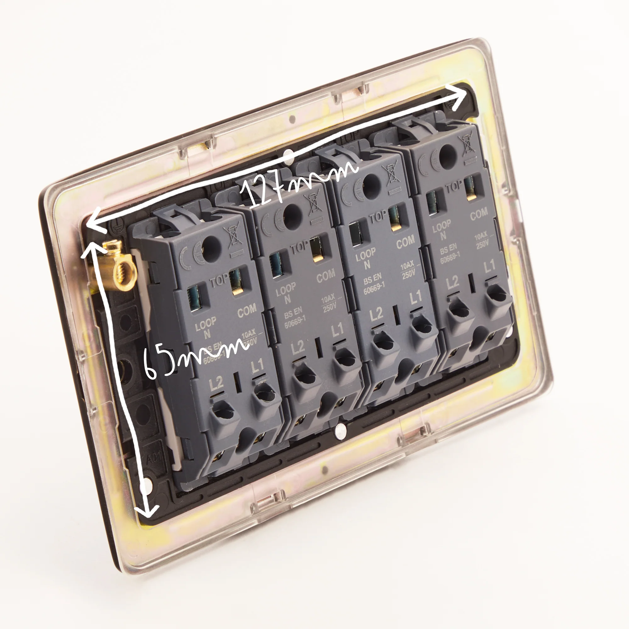 Four gang 2 way Florence toggle switch in bronze - Image 6