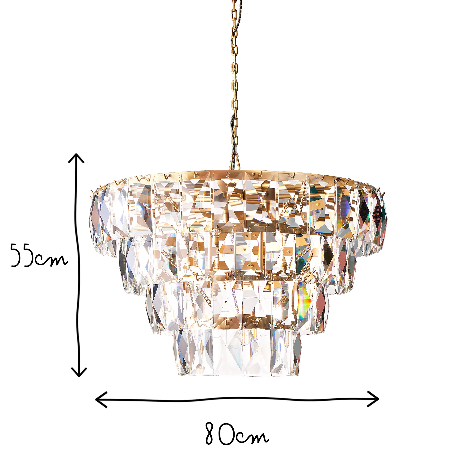 Four Tiered Conchita Chandelier in prismatic glass and brass - Image 10