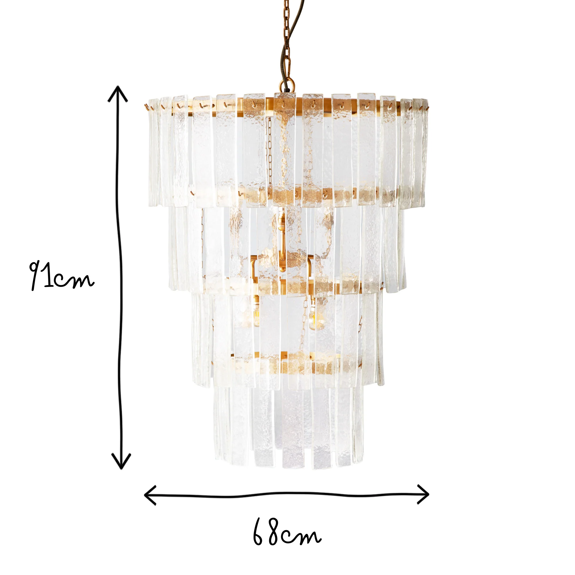 Four tiered Starsky chandelier with clear recycled pressed glass strips - Image 8