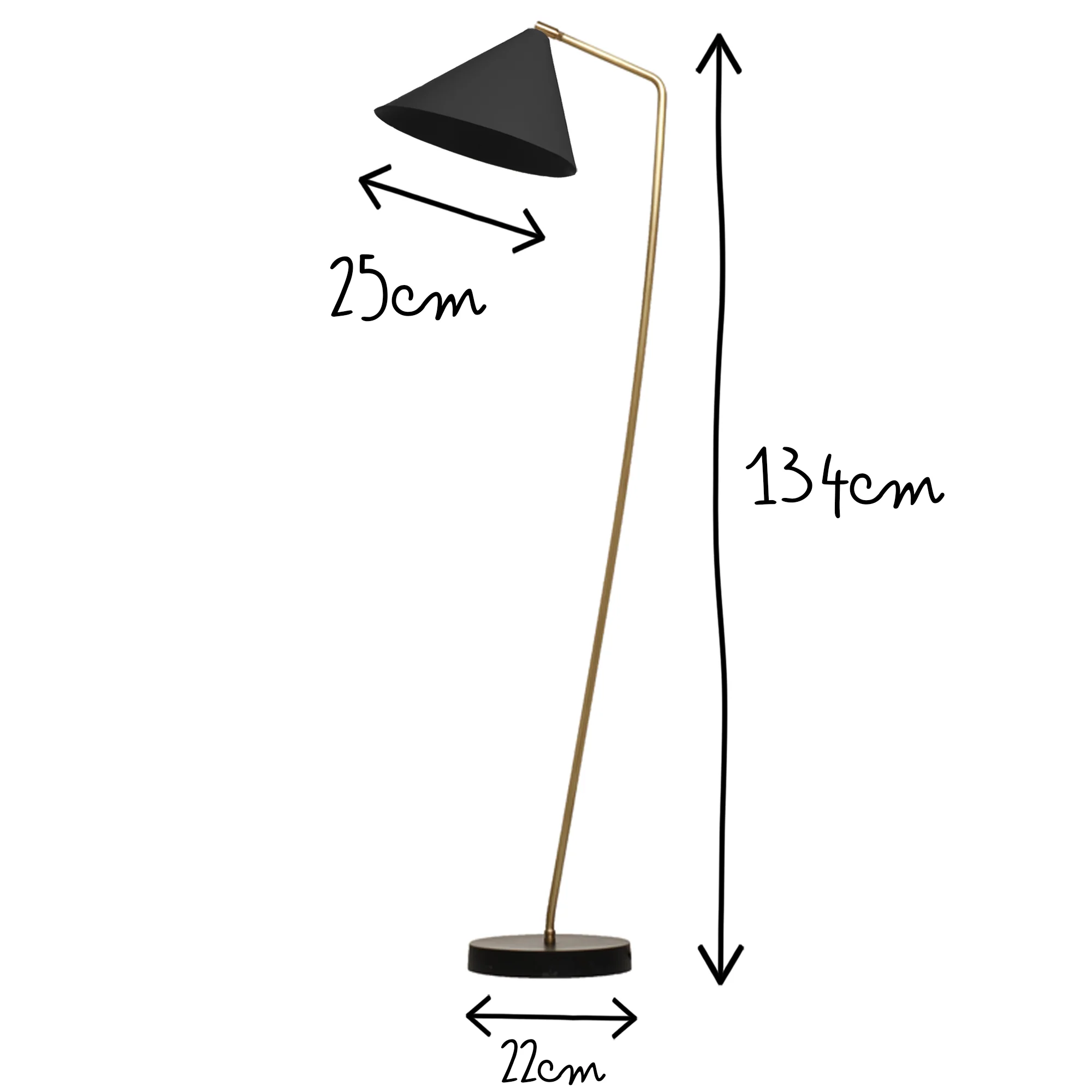 Galore floor lamp in brass with a black shade - Image 6