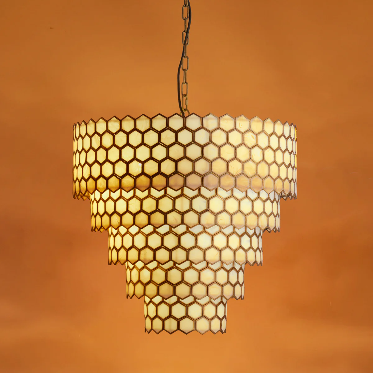 Glamazon five tier chandelier in brass and resin - Image 3