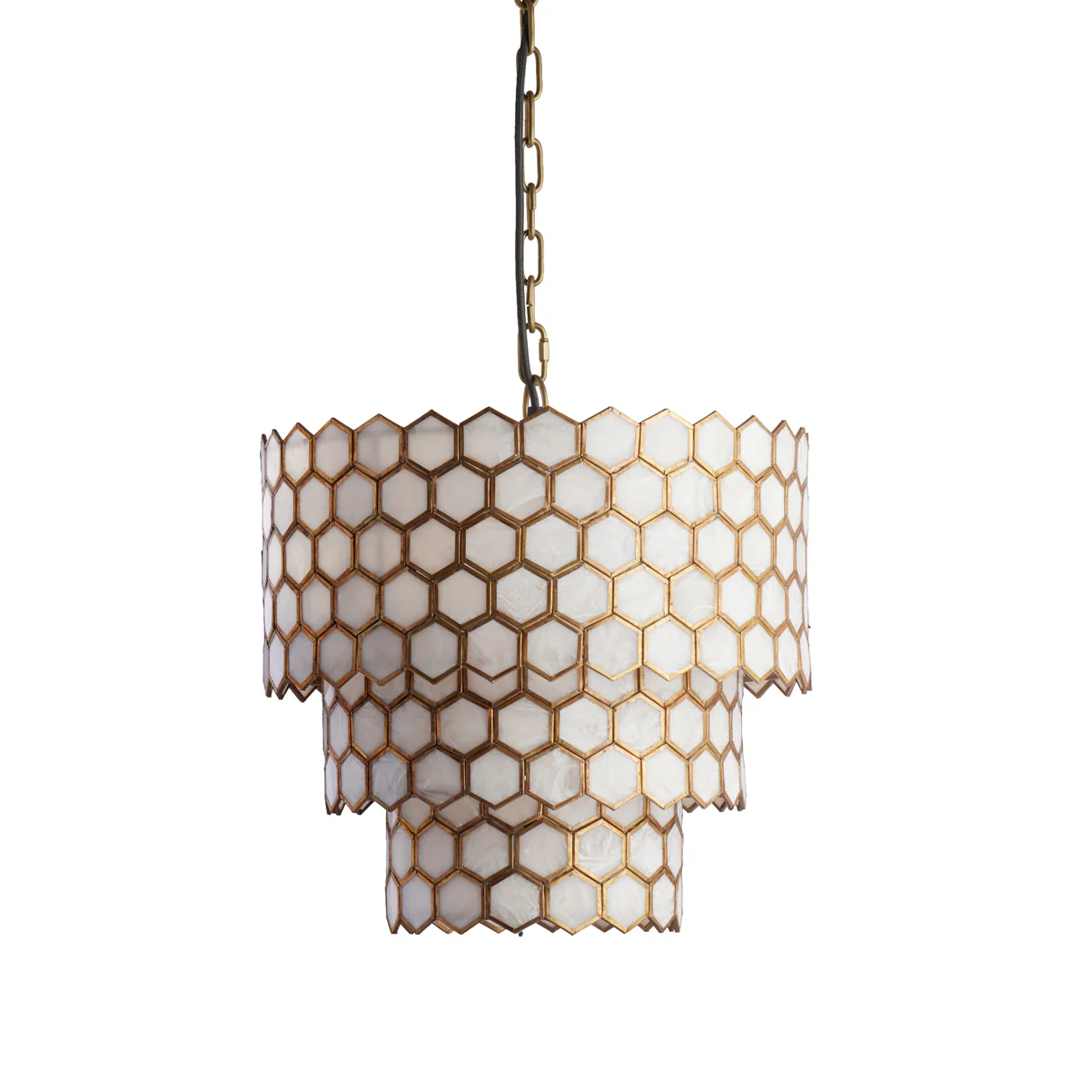 Glamazon three tier chandelier in brass and resin - Image 2