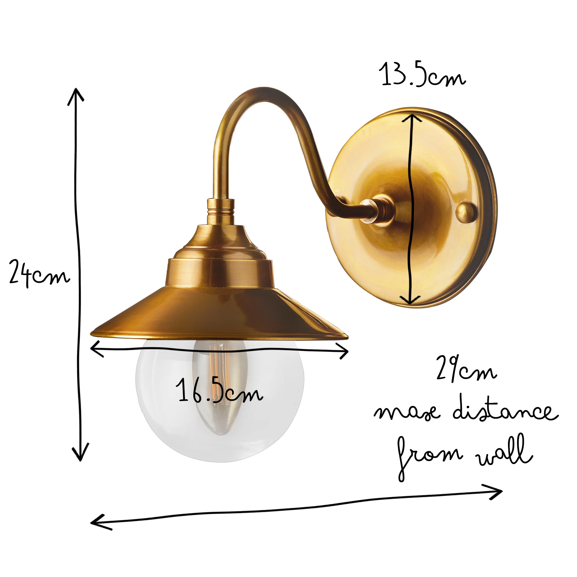 Goliath IP44 wall light in antiqued brass and glass with hat - Image 10