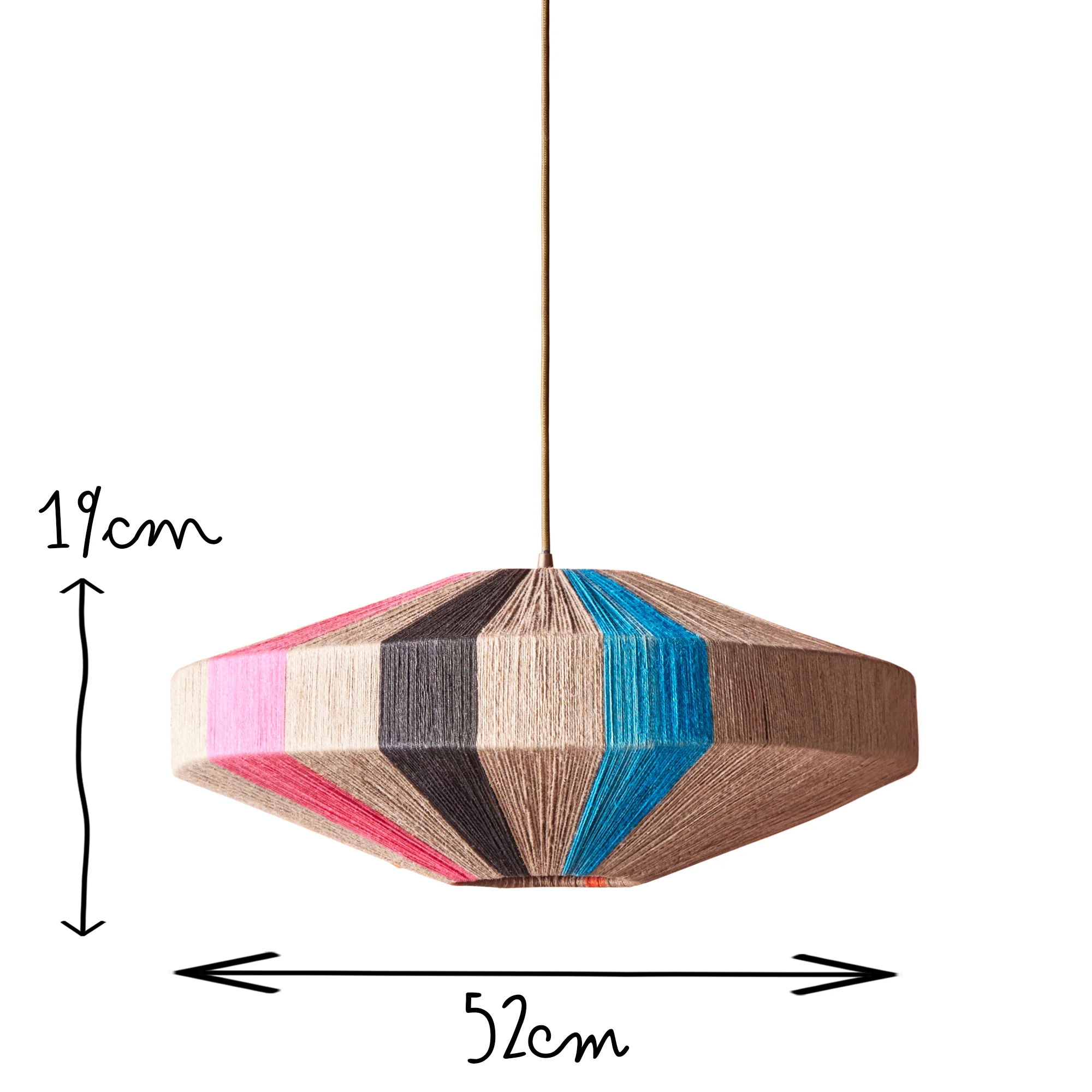 Harlequin pendant in natural, black, pink and orange - Image 10