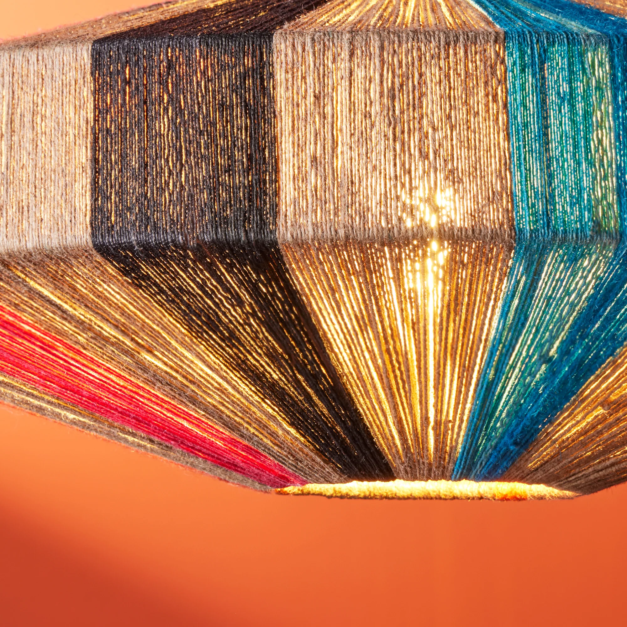 Harlequin pendant in natural, black, pink and orange - Image 7