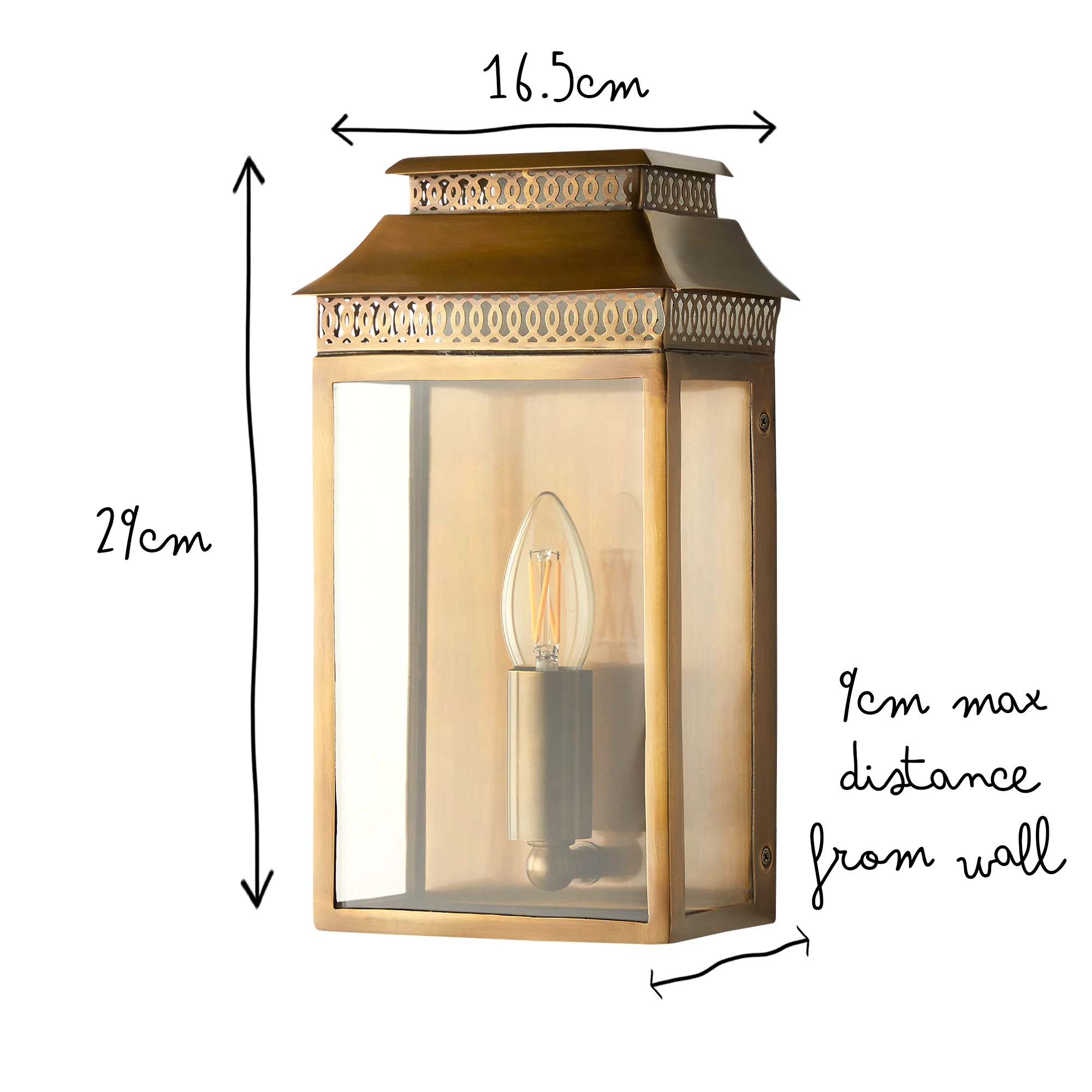 Hastings exterior IP44 wall light in antique brass - Image 10