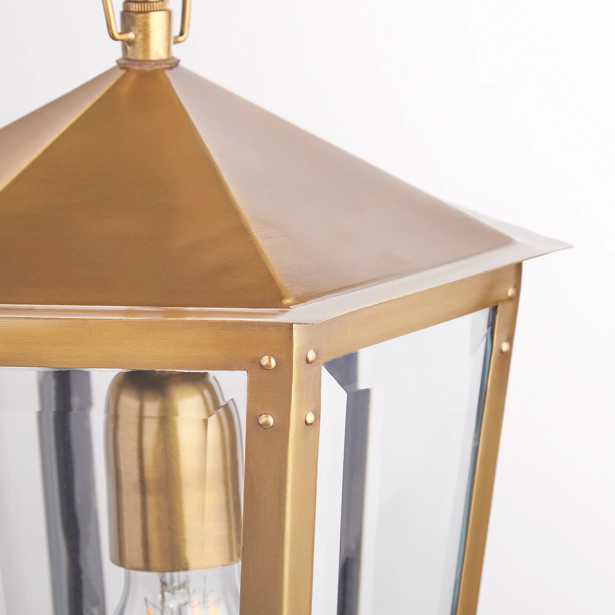 Holt IP44 exterior hanging lantern in antique brass - Image 3