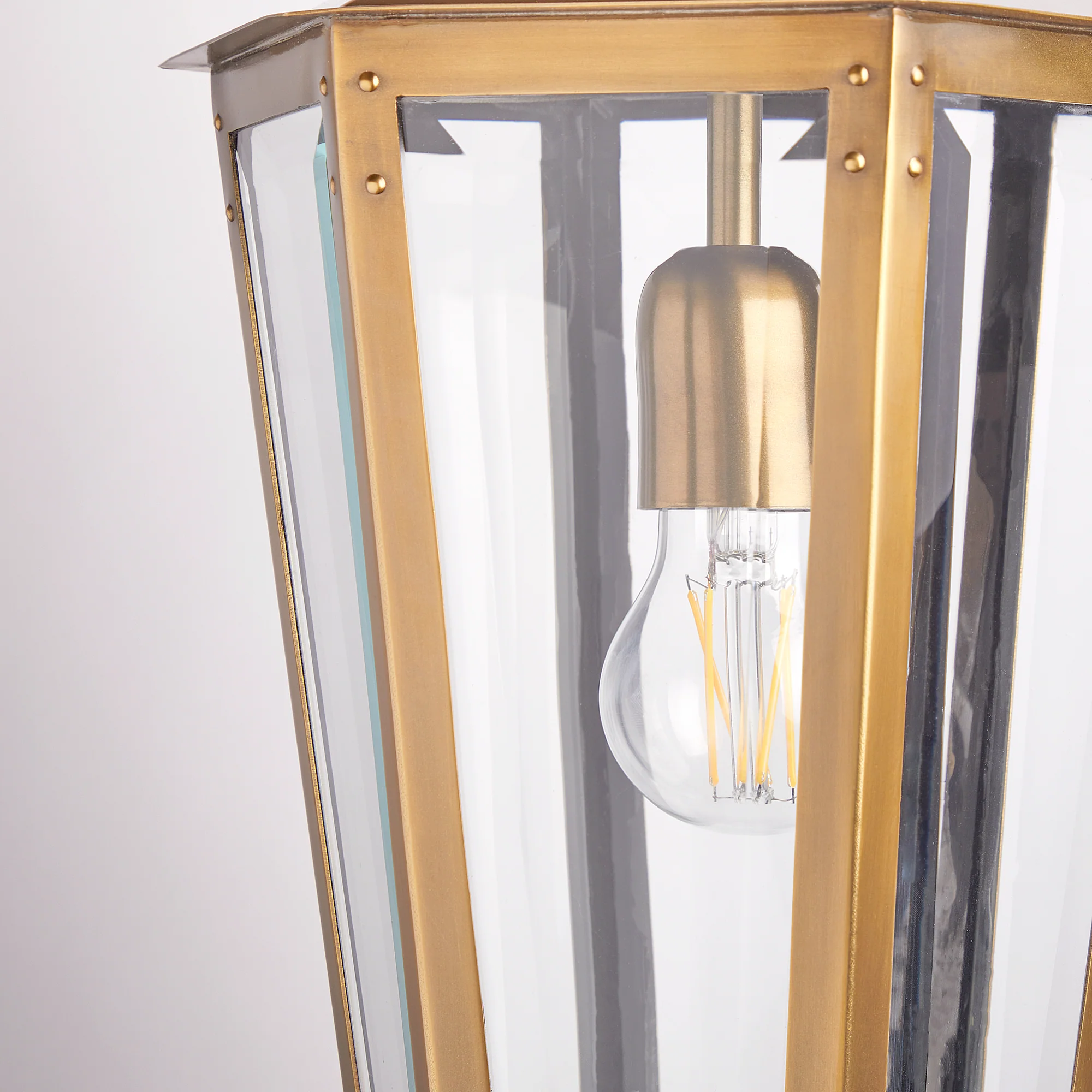 Holt IP44 exterior hanging lantern in antique brass - Image 4