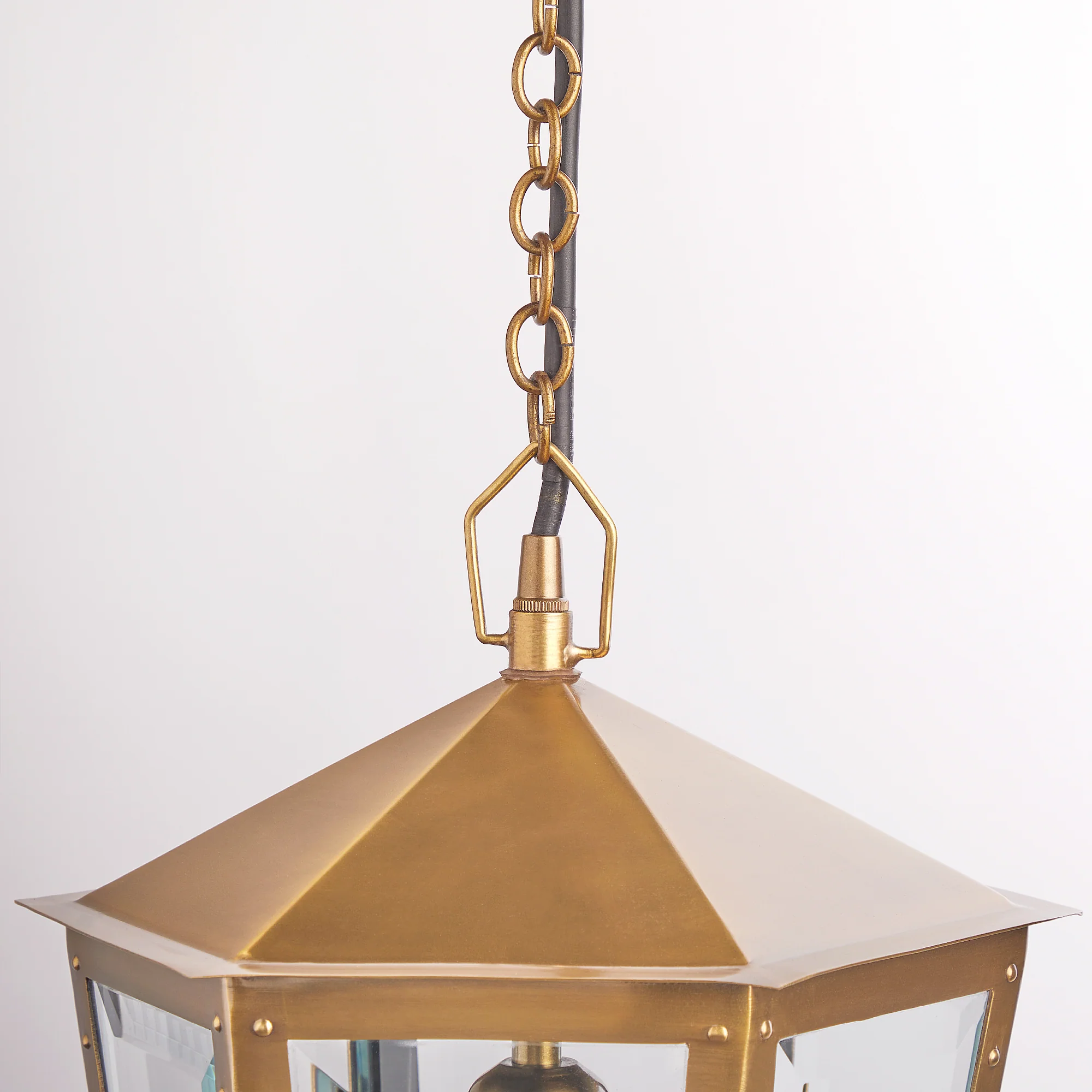 Holt IP44 exterior hanging lantern in antique brass - Image 6