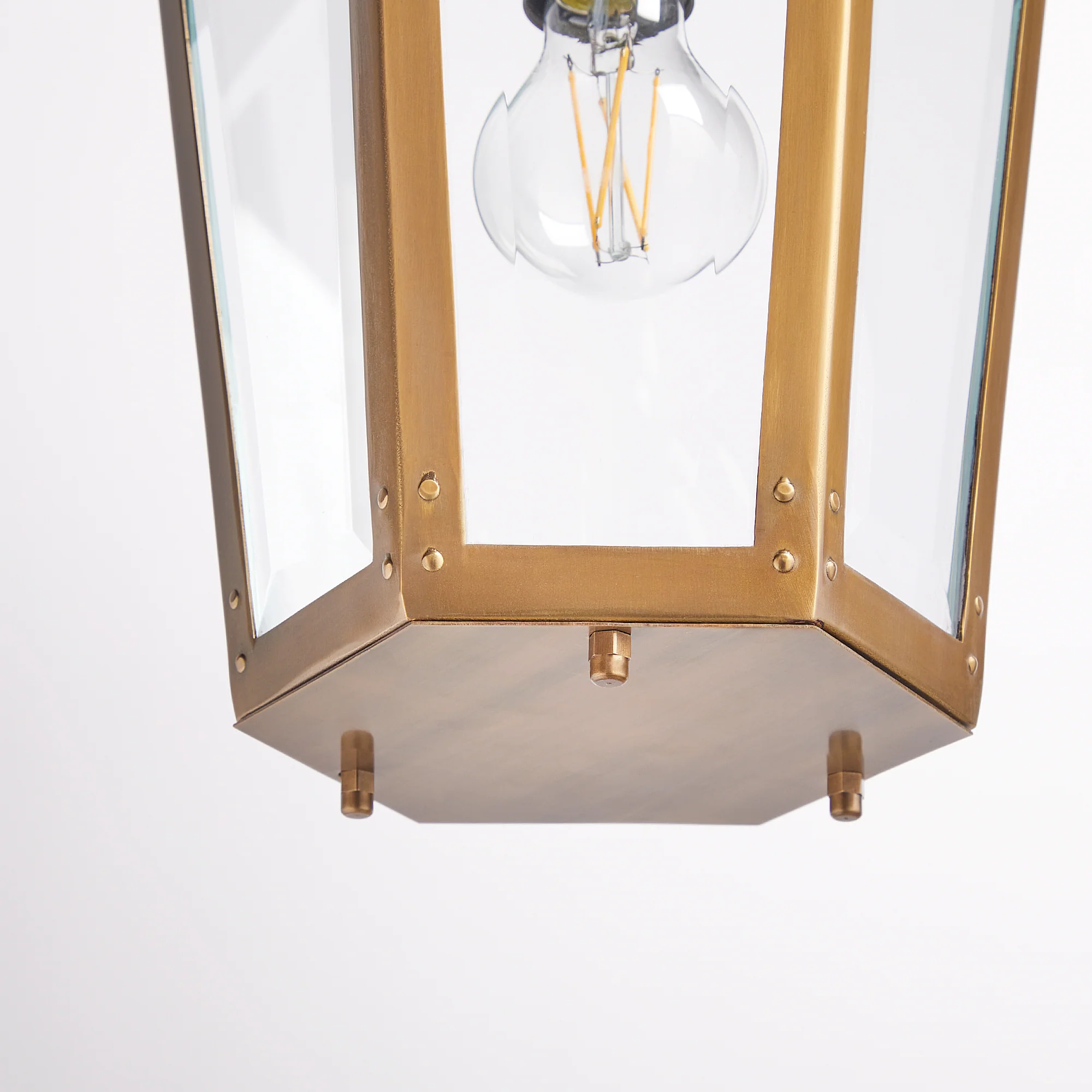 Holt IP44 exterior hanging lantern in antique brass - Image 7