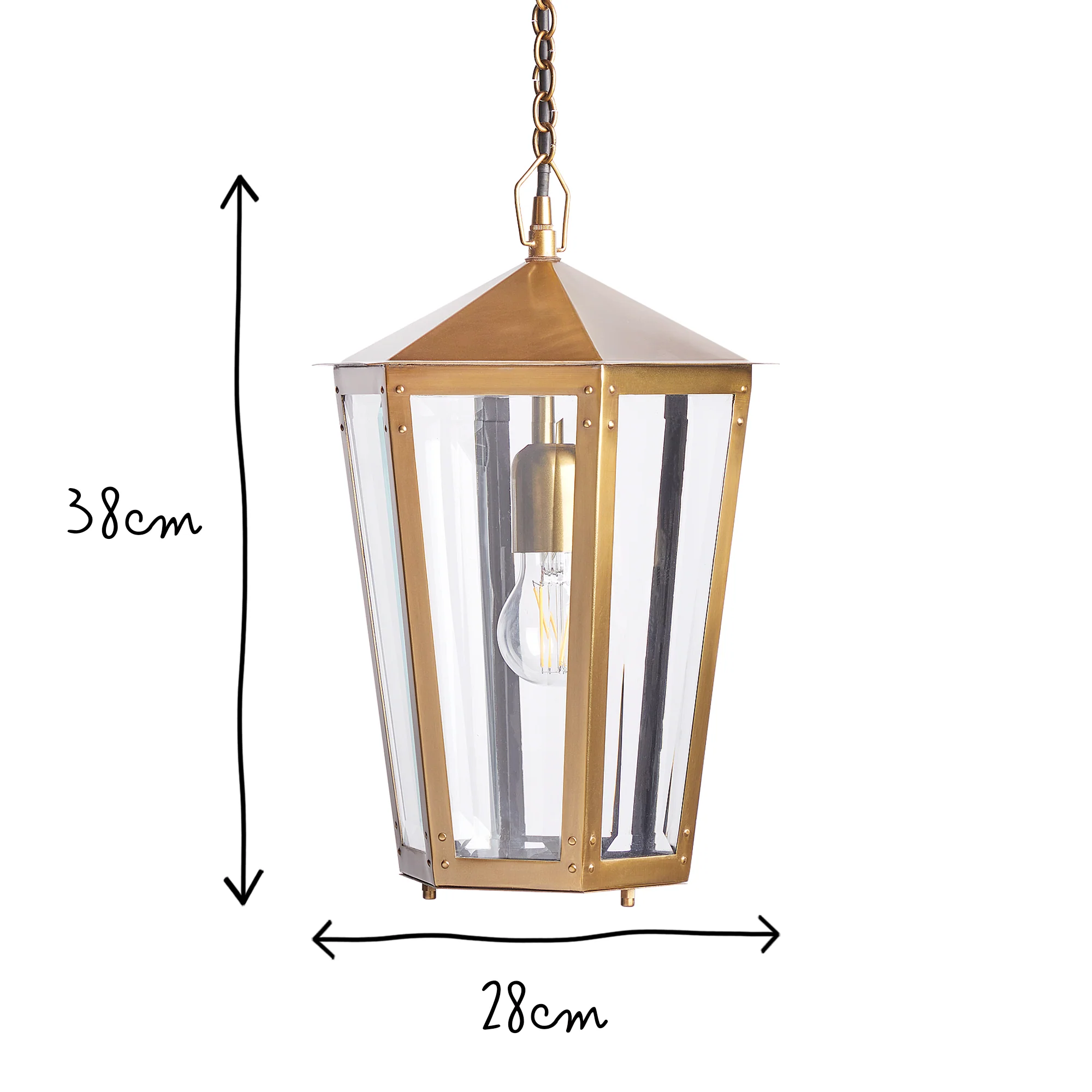 Holt IP44 exterior hanging lantern in antique brass - Image 8