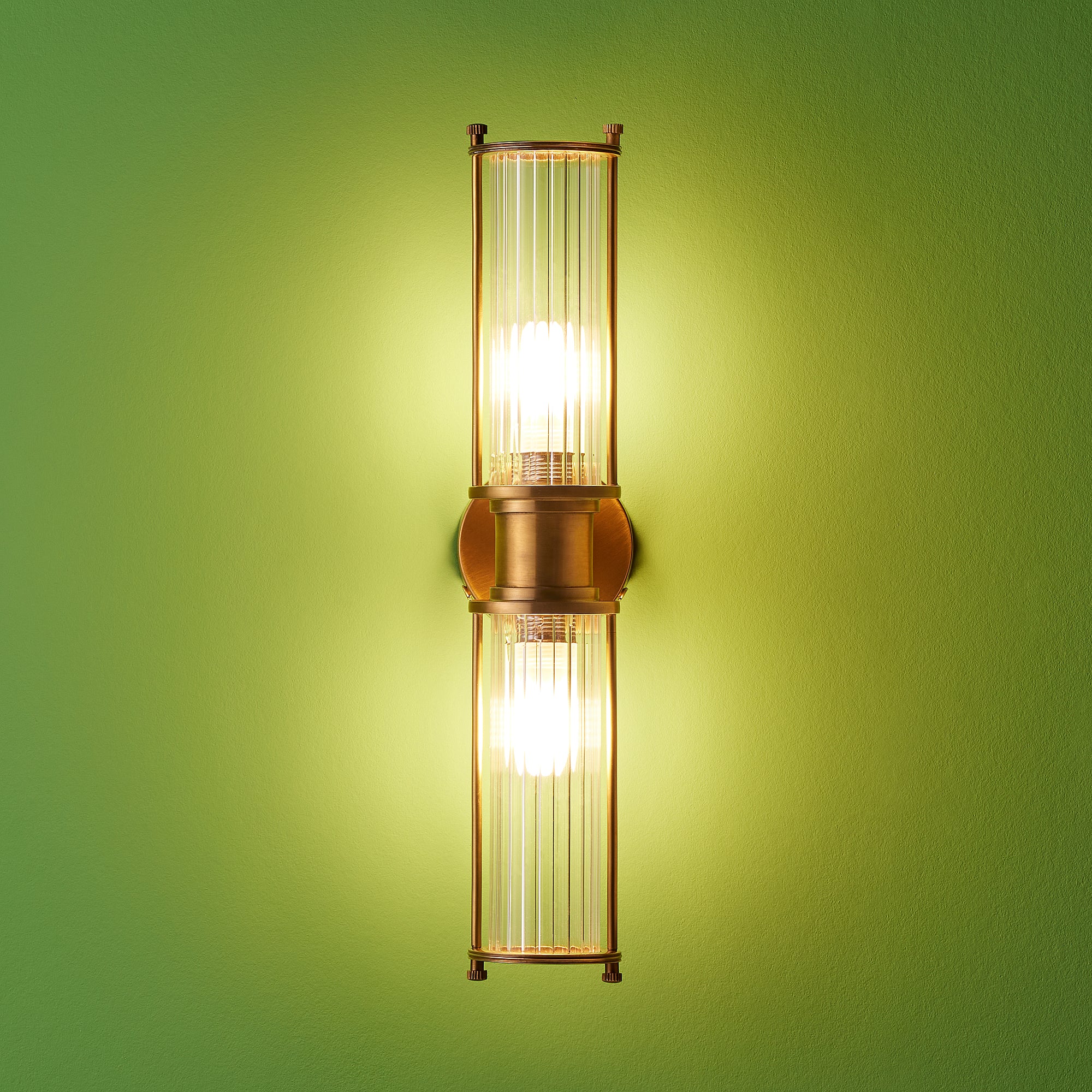 Larger Hunter IP44 rated wall light in brass and glass - Image 7